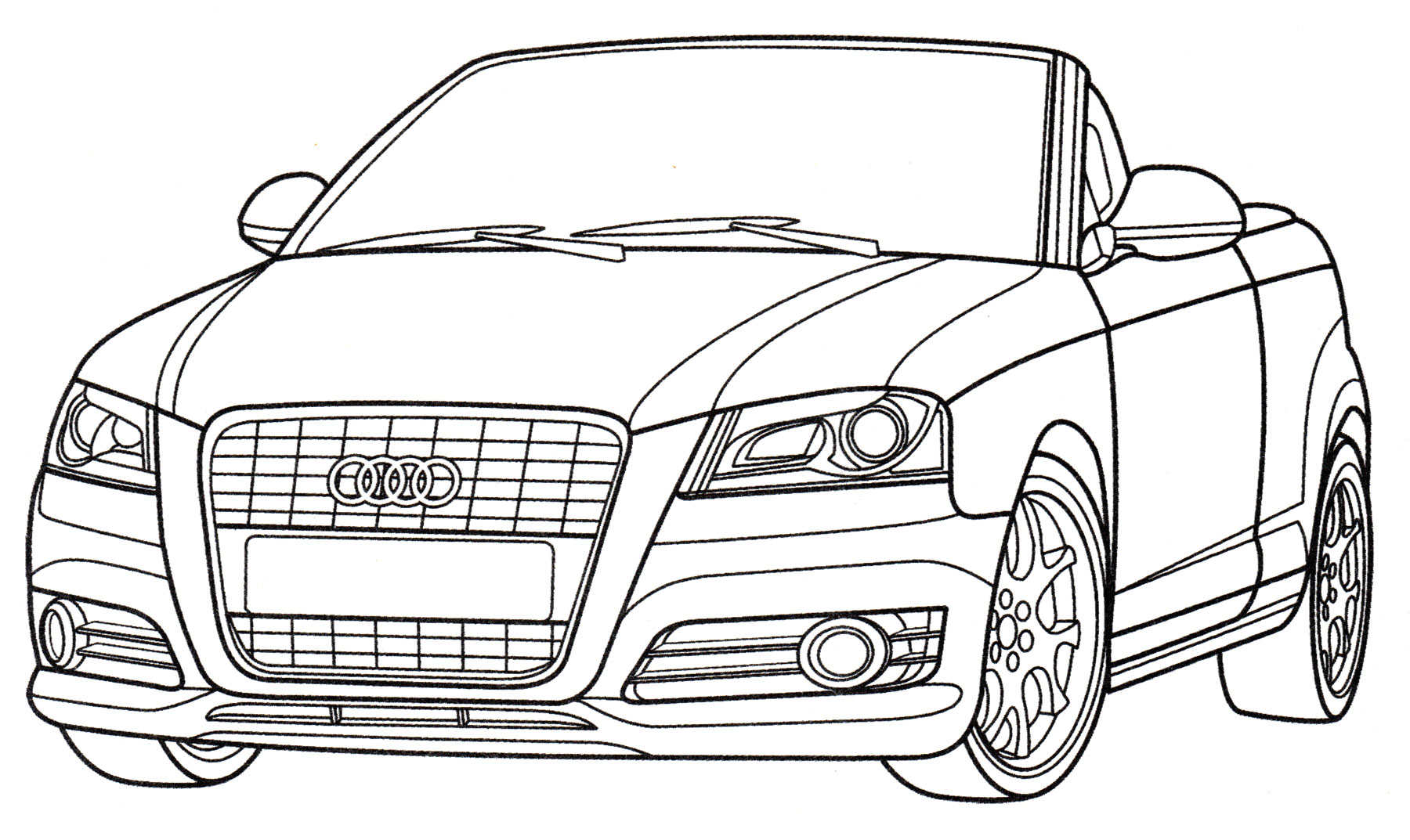 Audi A3 Cabriolet №2084. Раскраски для мальчиков по категориям. Машины.