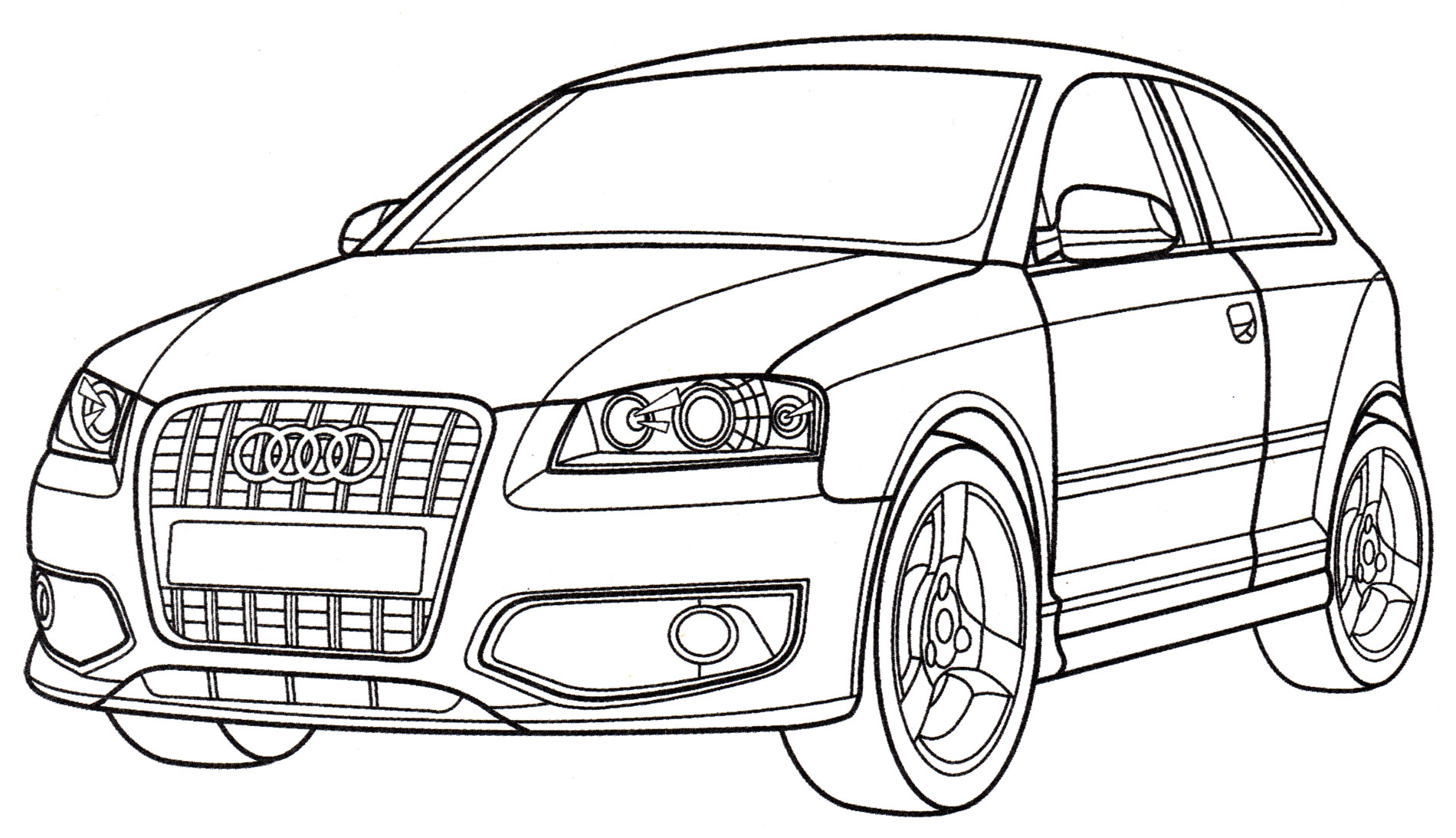 Audi S3 №2087. Раскраски для мальчиков по категориям. Машины.