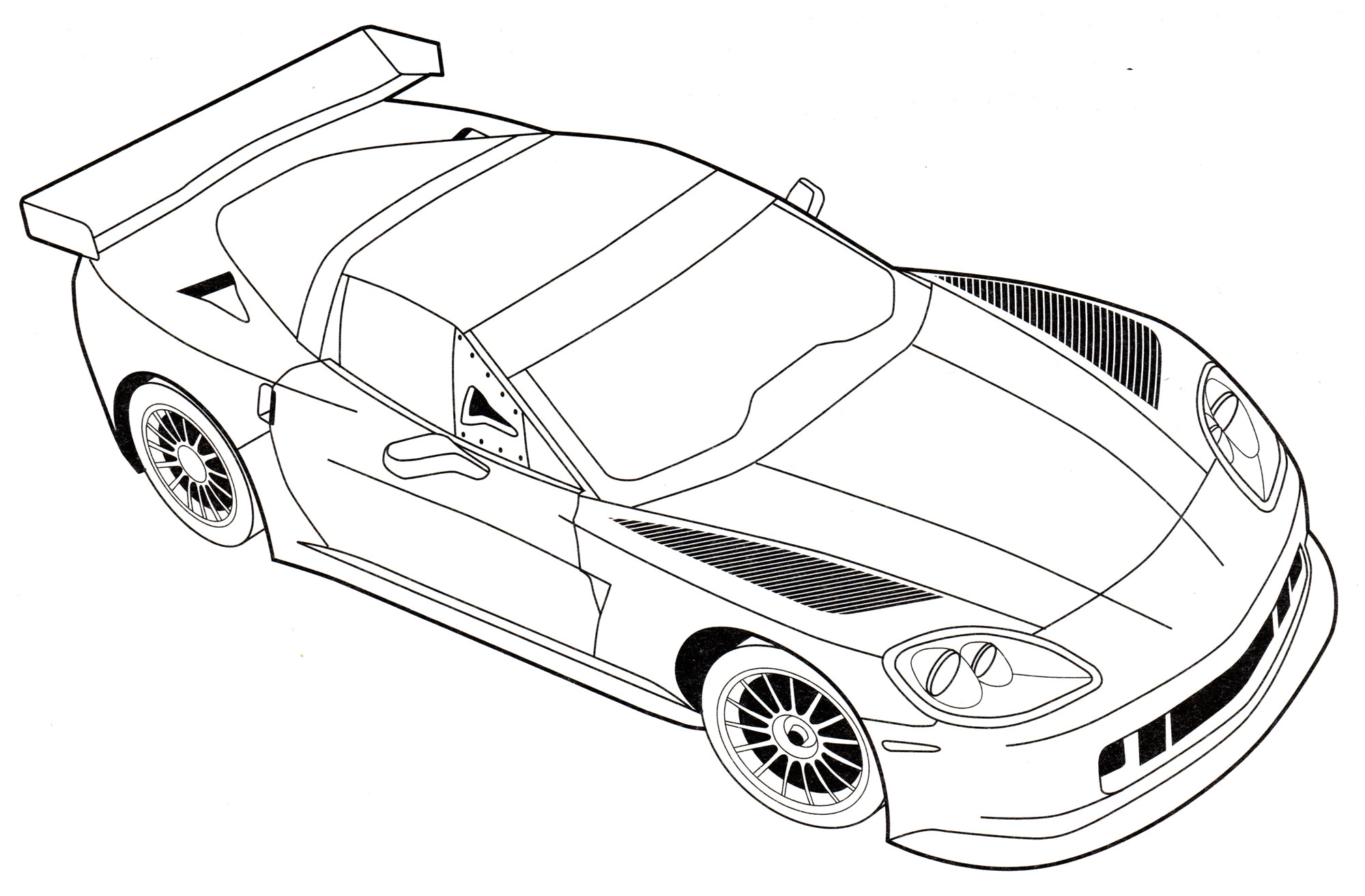 Chevrolet Corvette C6R. Раскраска машины №1872. Раскраски для мальчиков по категориям. Машины.