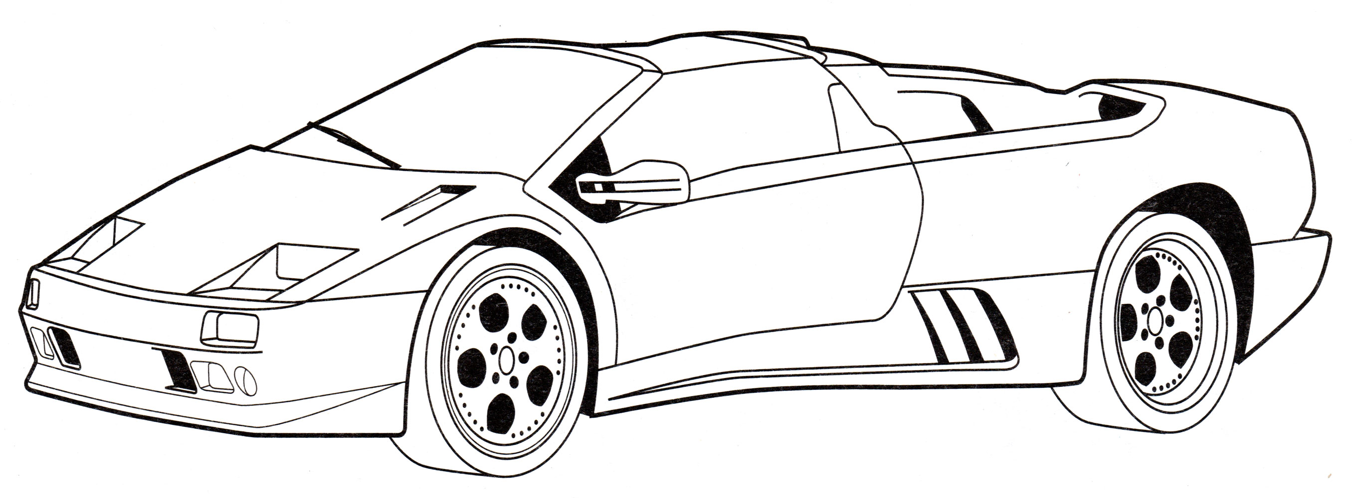 Lamborghini Diablo. Раскраска машины. Раскраска для мальчиков №1873. Раскраски для мальчиков по категориям. Машины.