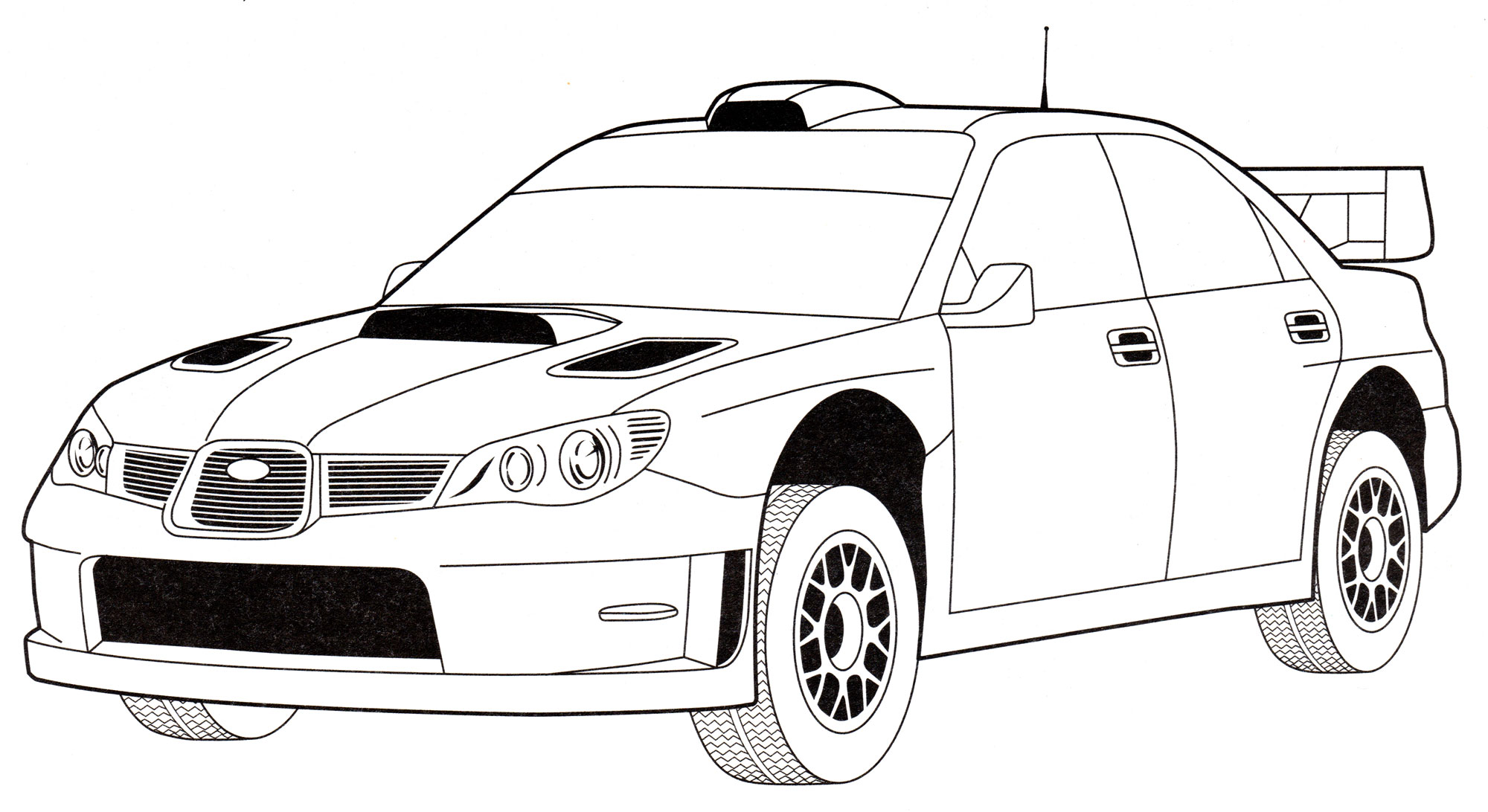 Subaru Impreza WRC. Раскраска машины. Раскраска для мальчиков №1874. Раскраски для мальчиков по категориям. Машины.
