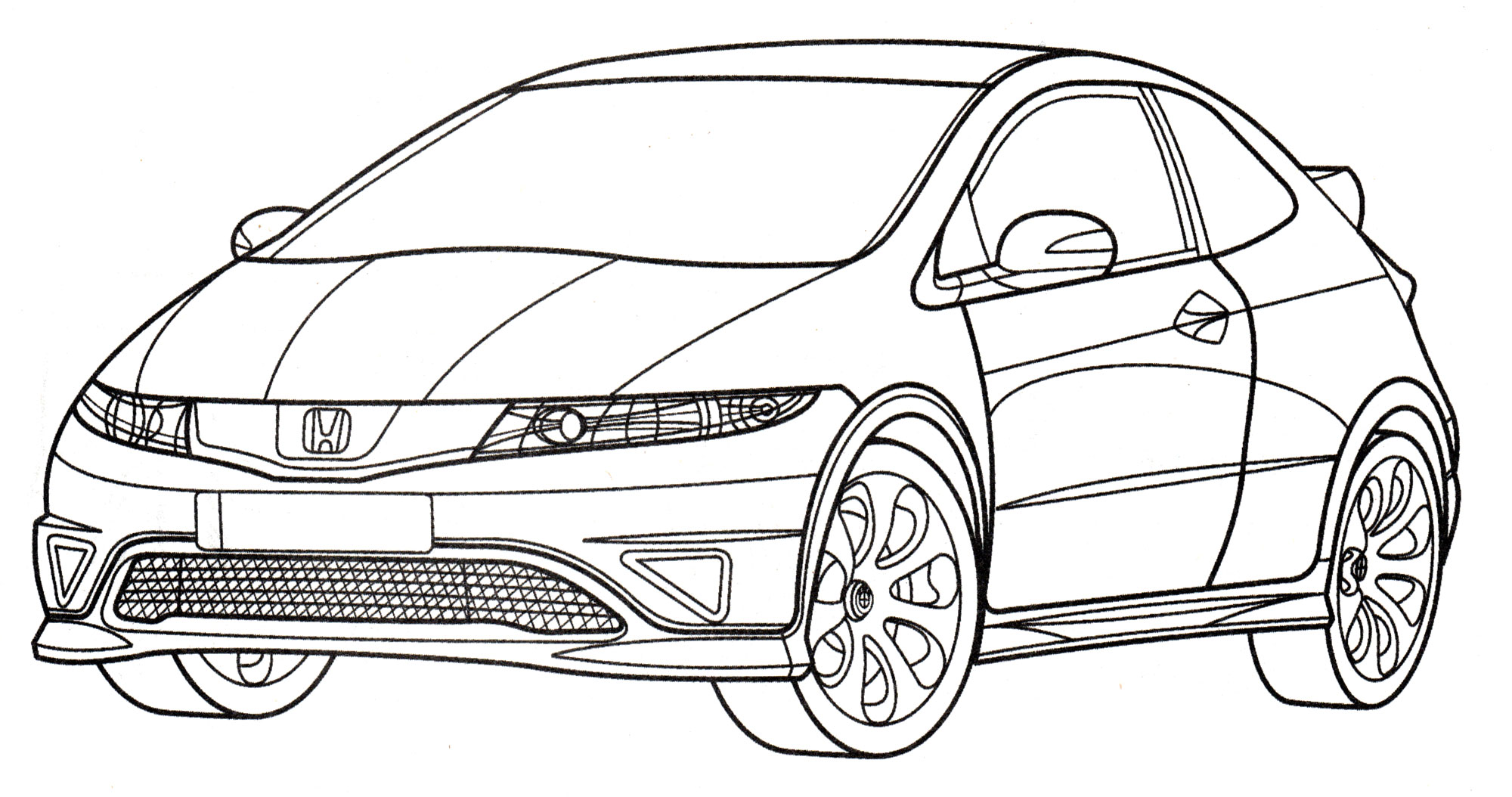 Honda Civic Type R №2125. Раскраски для мальчиков по категориям. Машины.