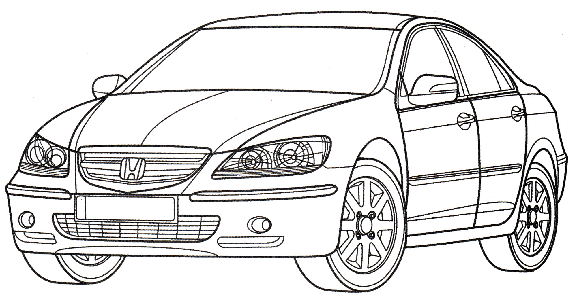 Honda Legend №2132. Раскраски для мальчиков по категориям. Машины.