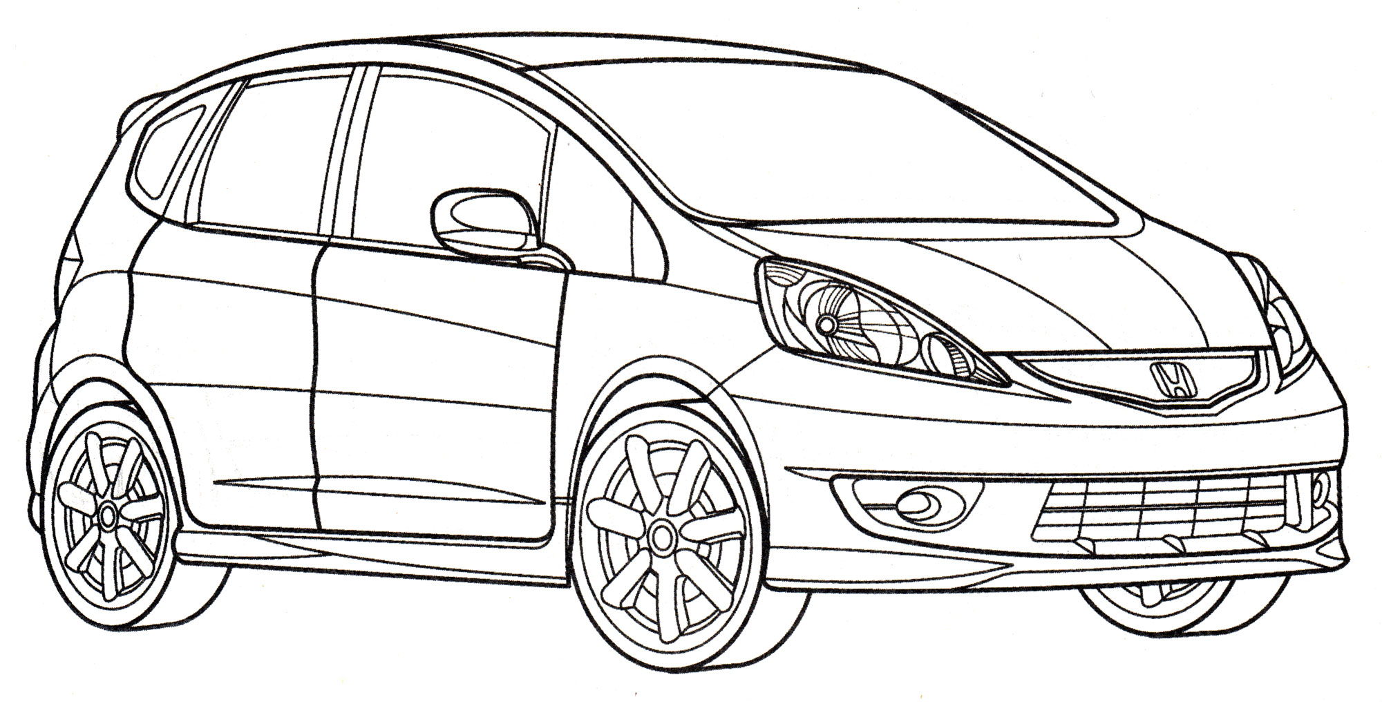 Honda FIT №2133. Раскраски для мальчиков по категориям. Машины.
