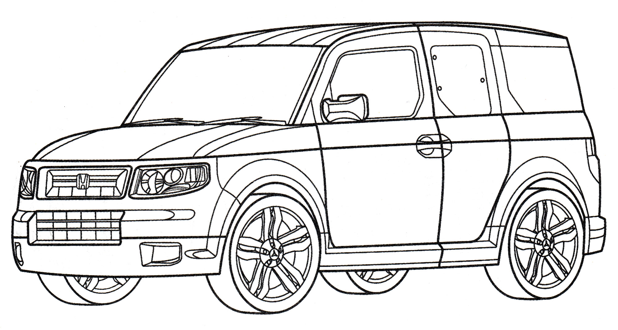 Honda Element LX №2134. Раскраски для мальчиков по категориям. Машины.
