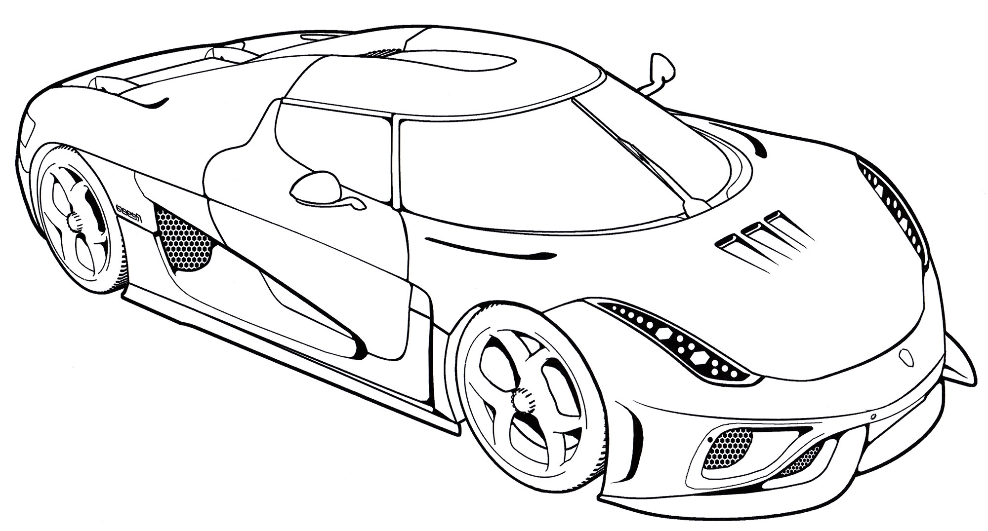 Koenigsegg Regera. Раскраска машины №1879. Раскраски для мальчиков по категориям. Машины.