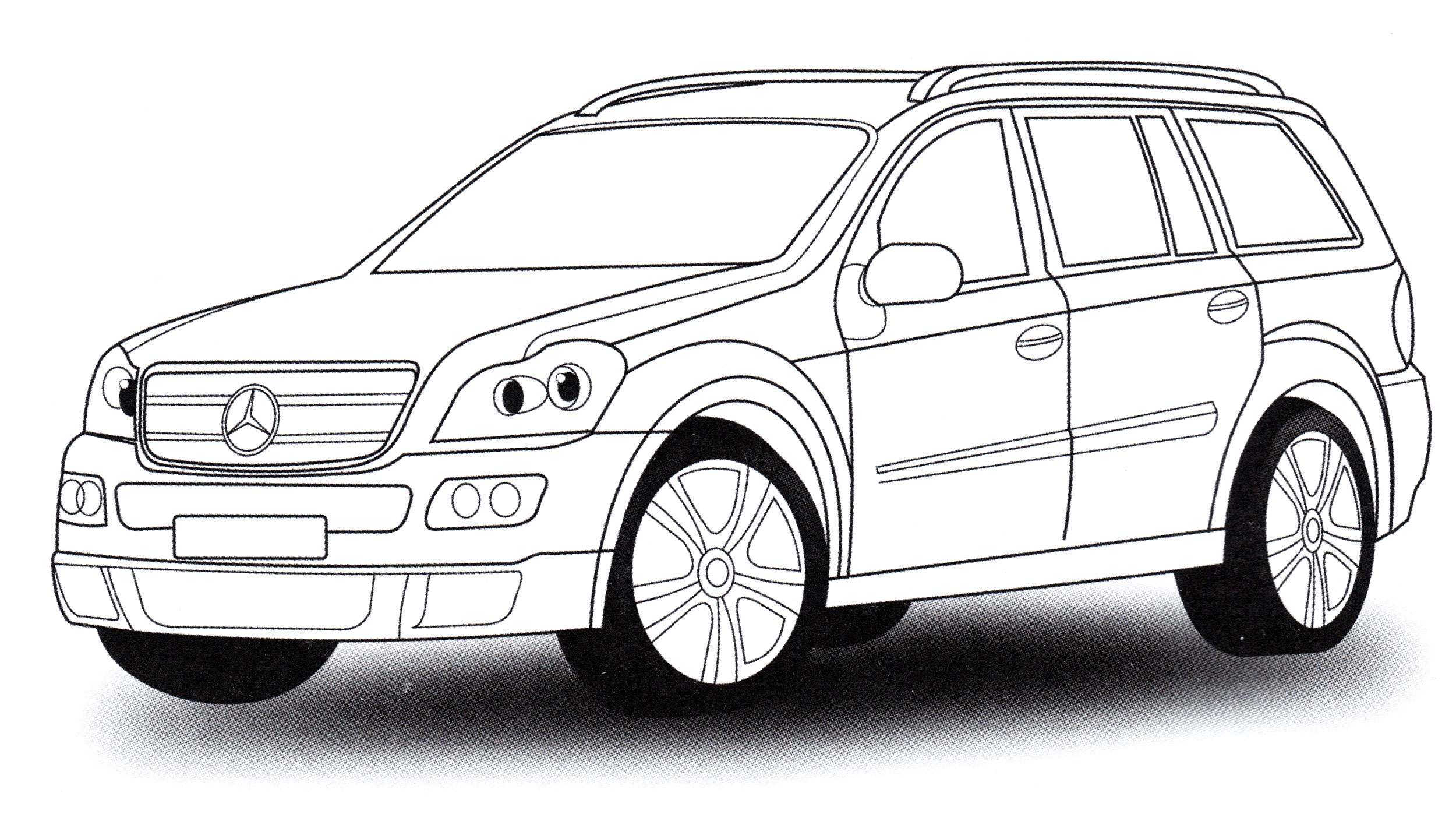 Mercedes GL №2040. Раскраски для мальчиков по категориям. Машины.