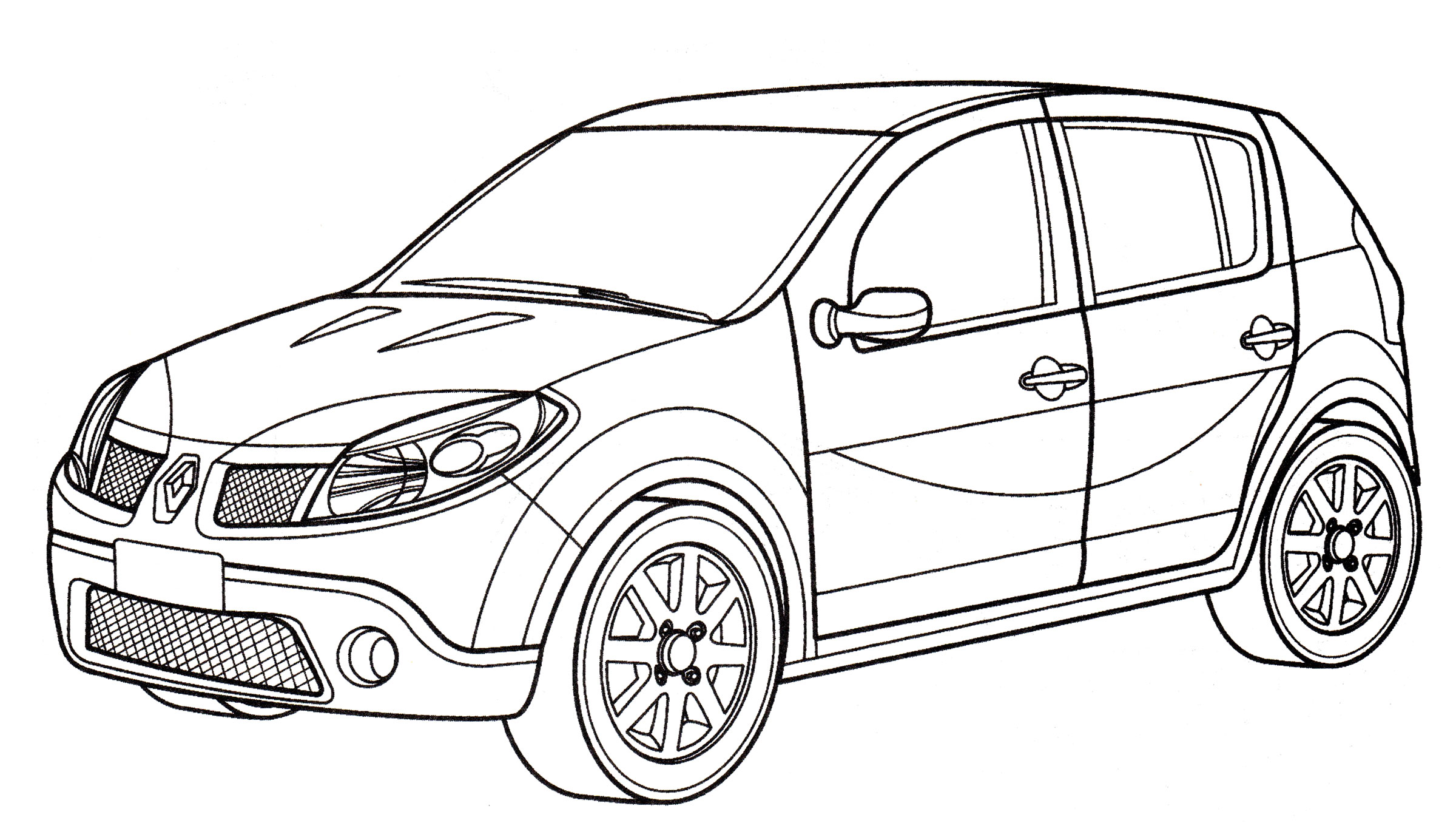 Renault Sandero №2195. Раскраски для мальчиков по категориям. Машины.