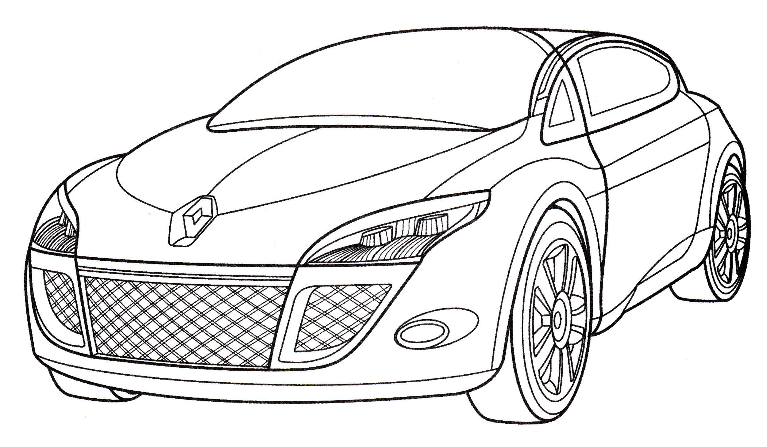 Renault Megane №2196. Раскраски для мальчиков по категориям. Машины.