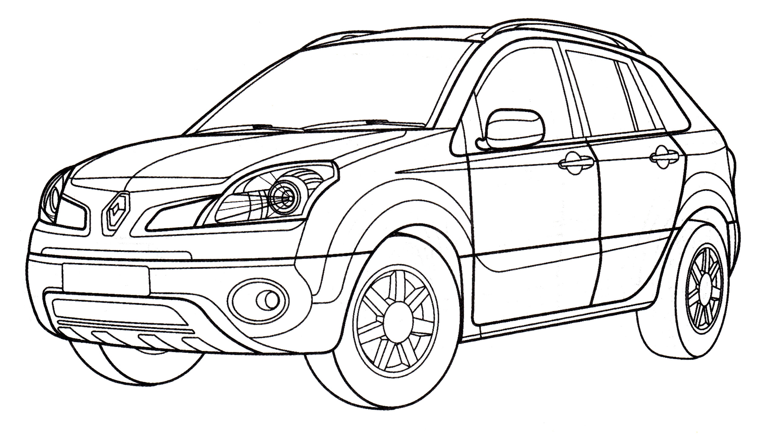 Renault Koleos №2197. Раскраски для мальчиков по категориям. Машины.