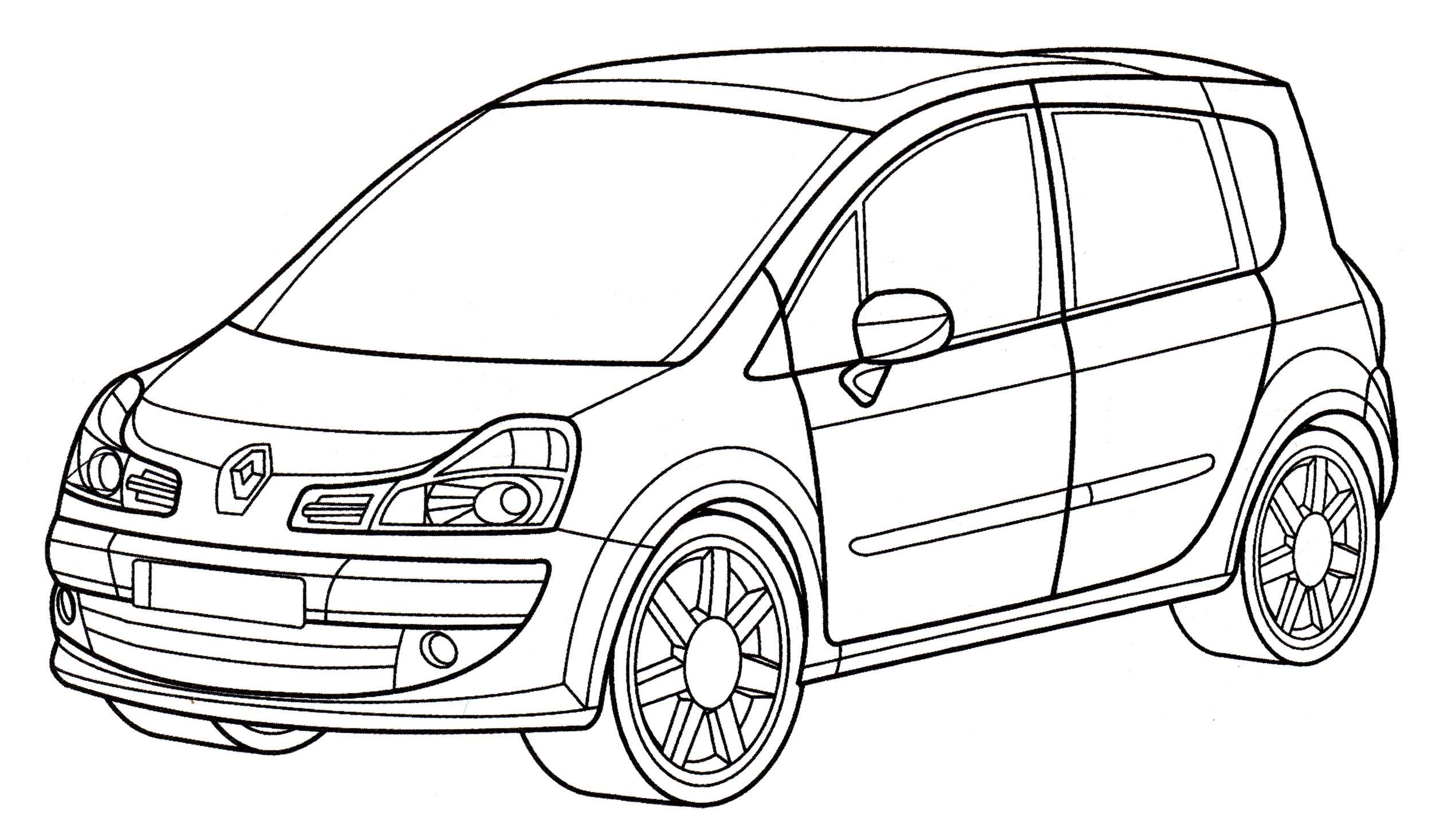 Renault Grand Modus. Машина. Раскраска. Для мальчиков №2203. Раскраски для мальчиков по категориям. Машины.