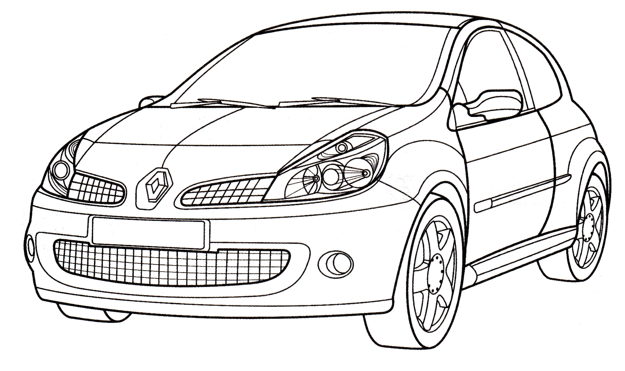Renault Clio Sport №2204. Раскраски для мальчиков по категориям. Машины.