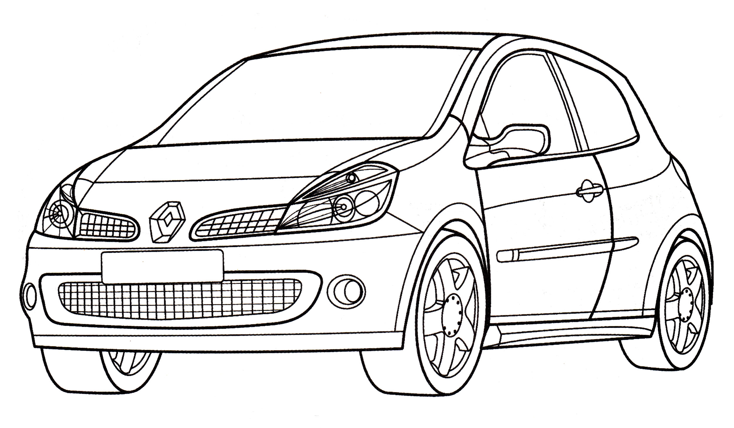 Renault Clio RS Luxe №2205. Раскраски для мальчиков по категориям. Машины.