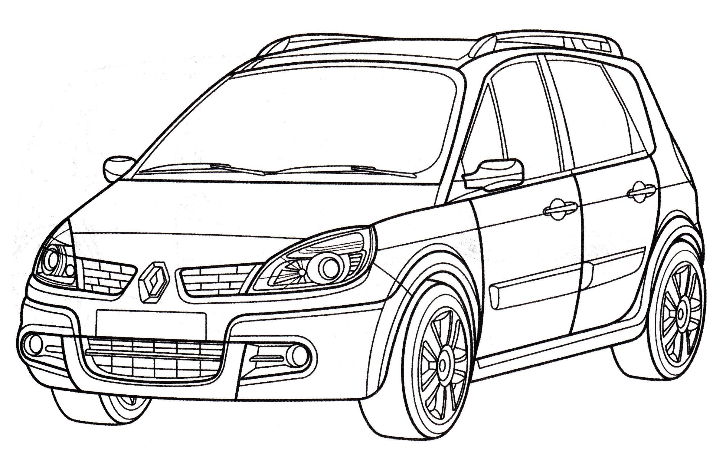 Renault Scenic №2210. Раскраски для мальчиков по категориям. Машины.