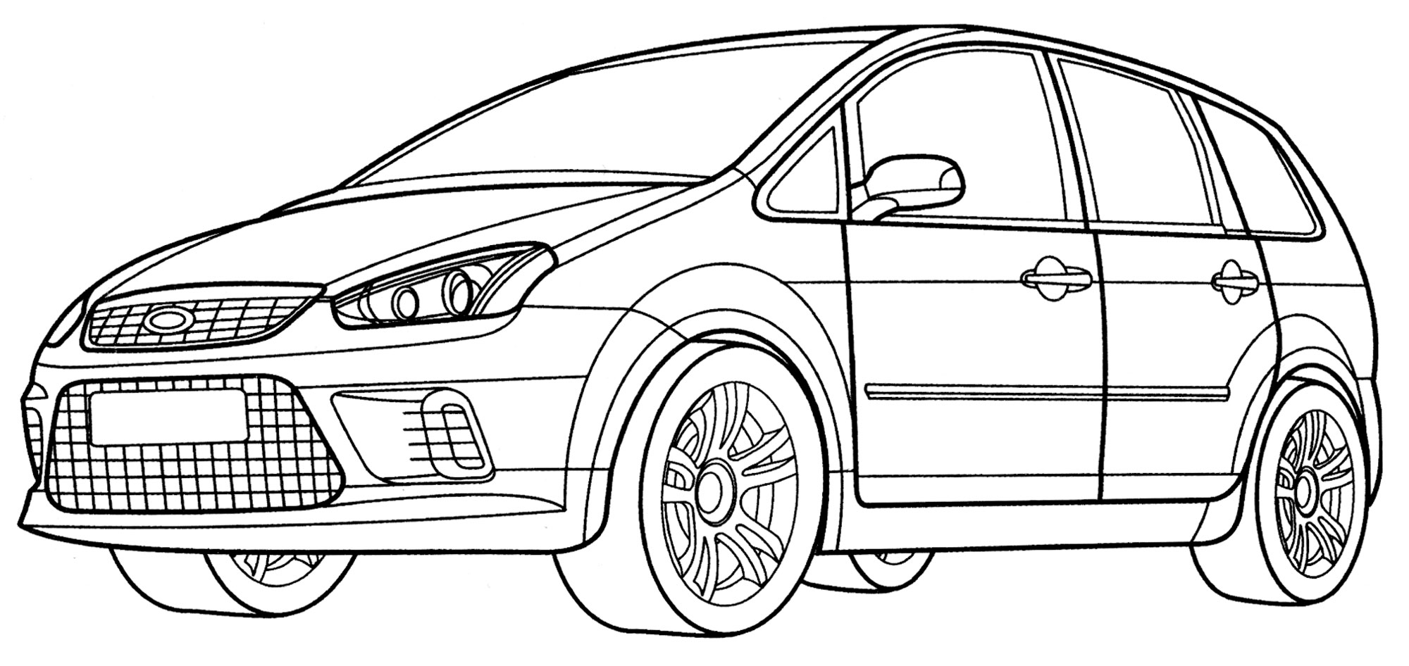 Ford C-Max №2145. Раскраски для мальчиков по категориям. Машины.