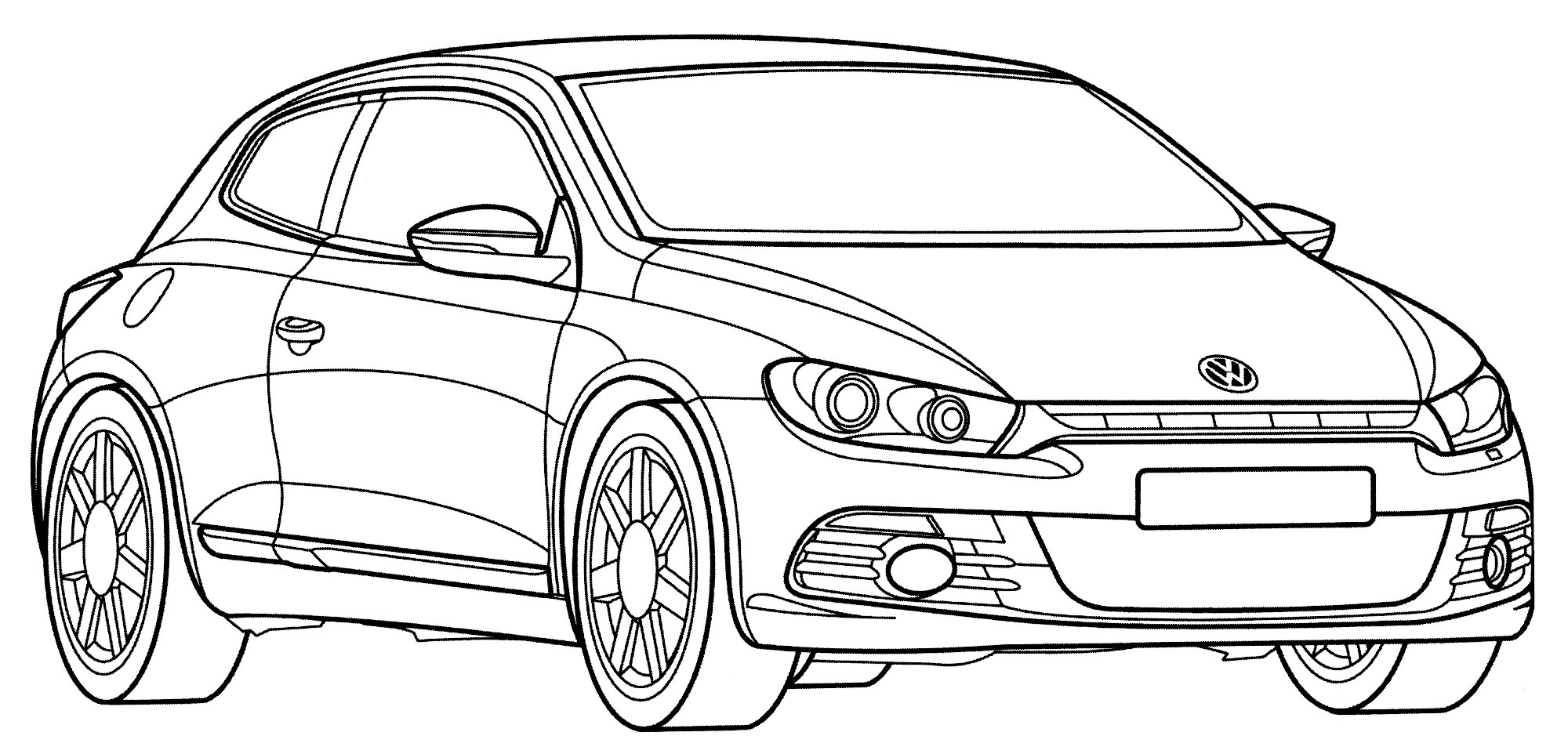 Volkswagen Scirocco №2182. Раскраски для мальчиков по категориям. Машины.