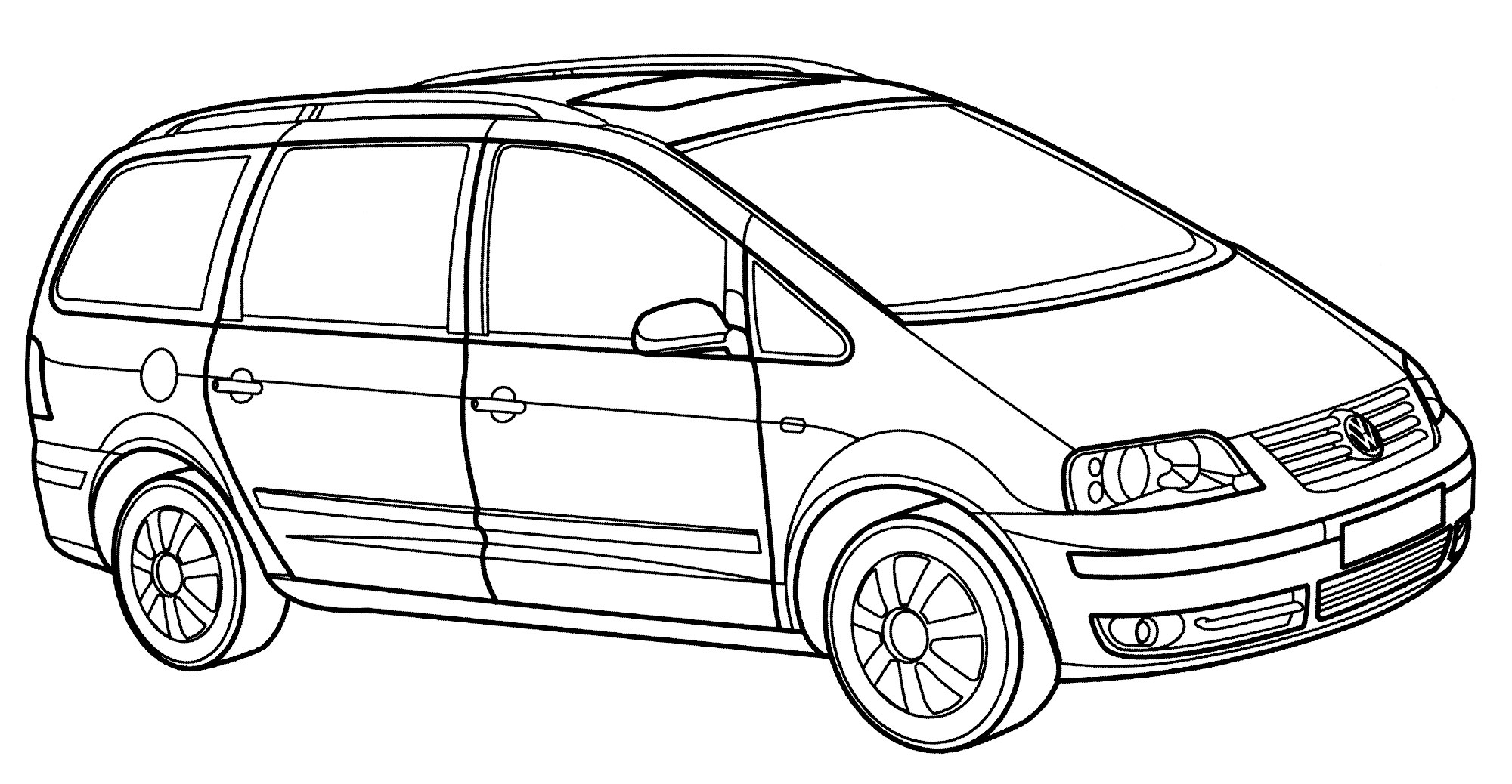 Volkswagen Sharan №2183. Раскраски для мальчиков по категориям. Машины.