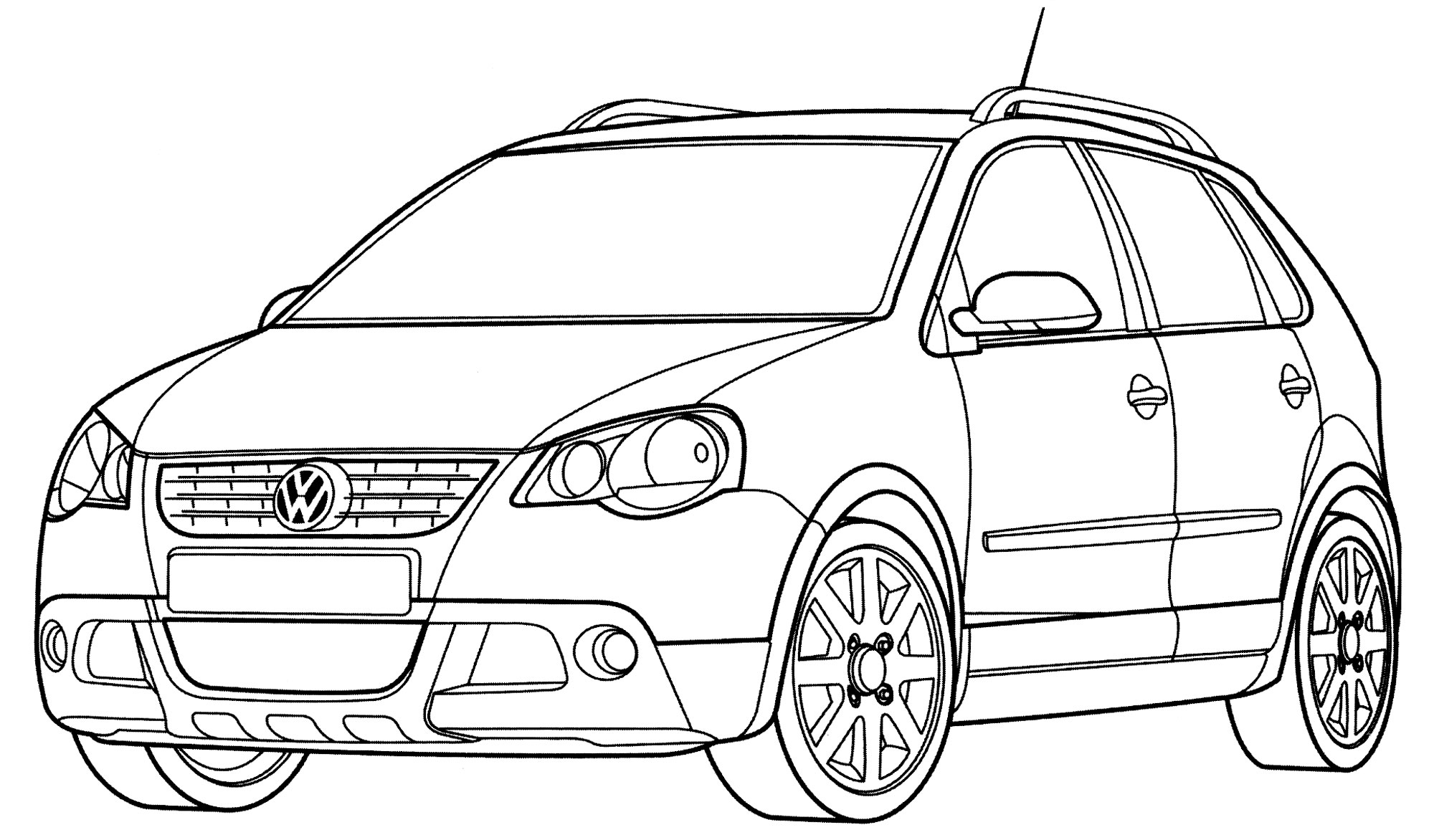 Volkswagen CrossPolo №2186. Раскраски для мальчиков по категориям. Машины.