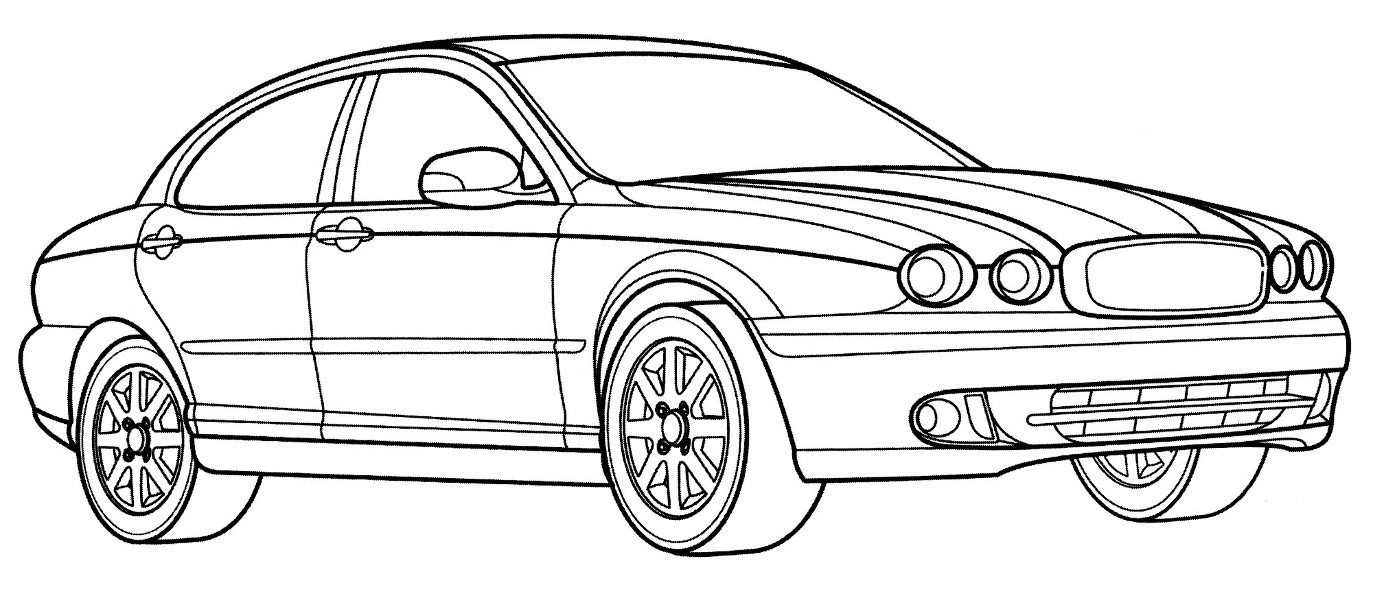 Jaguar X-Type №2107. Раскраски для мальчиков по категориям. Машины.