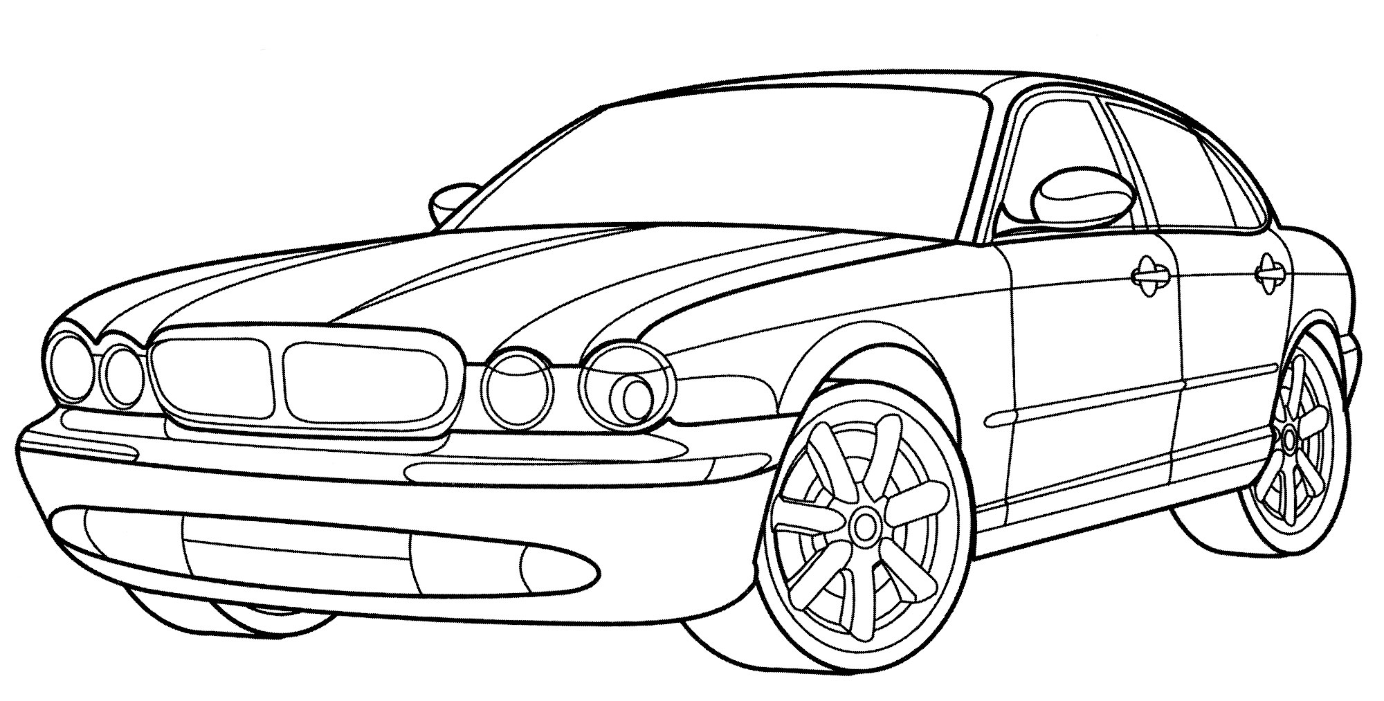 Jaguar XJ Super №2114. Раскраски для мальчиков по категориям. Машины.