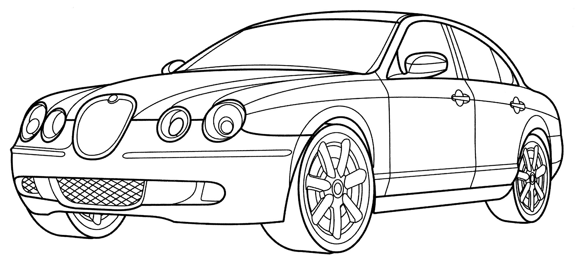 Jaguar S-Type.Распечатать. Бесплатно. Раскраска машина №2120. Раскраски для мальчиков по категориям. Машины.