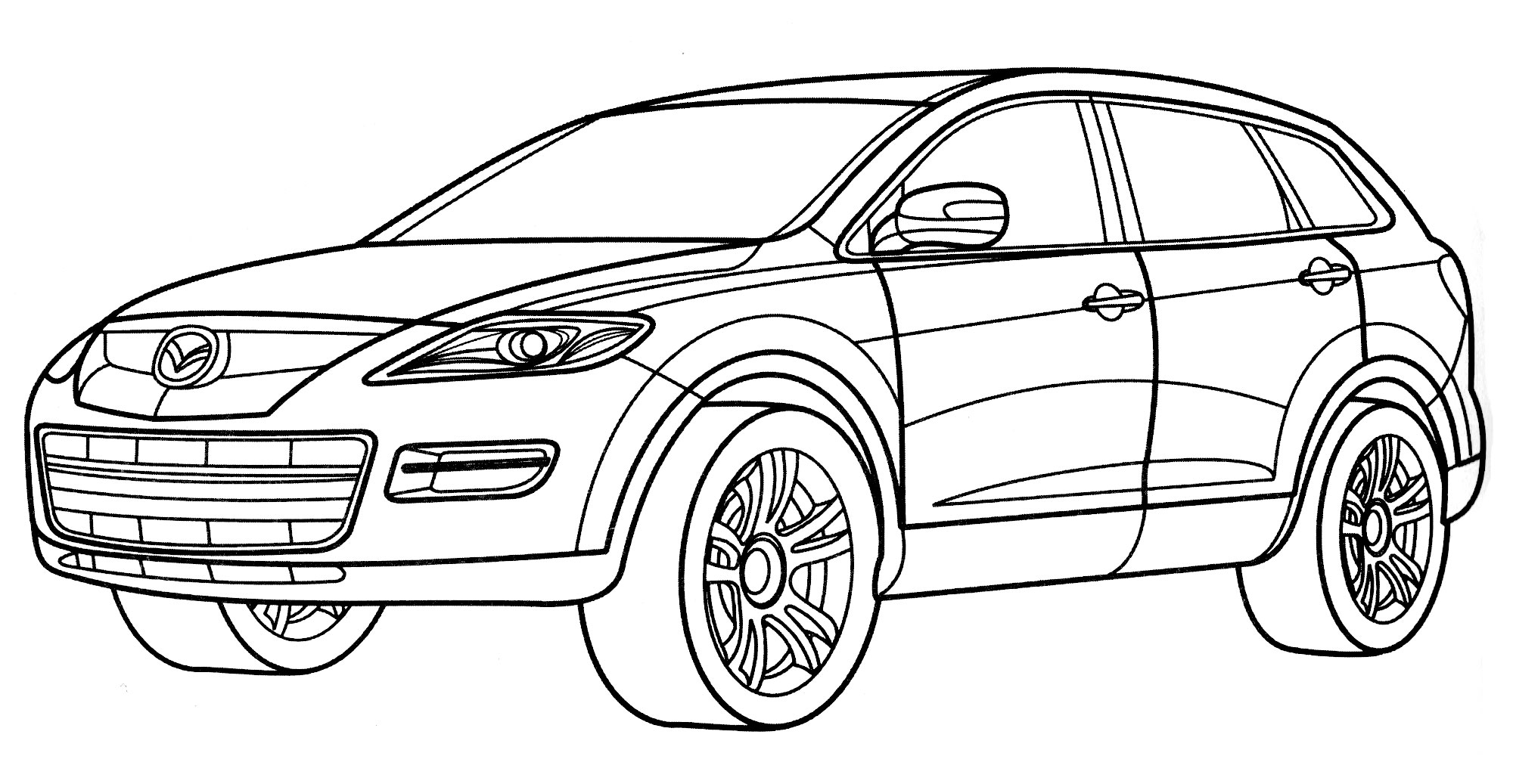 Mazda CX-9 №2162. Раскраски для мальчиков по категориям. Машины.