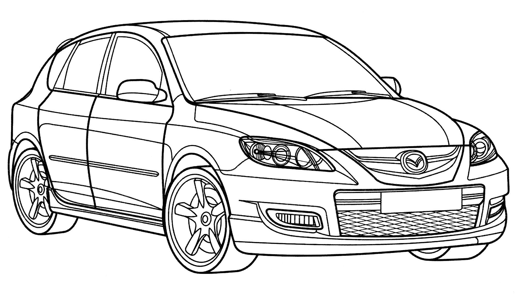 Mazda 3 №2166. Раскраски для мальчиков по категориям. Машины.