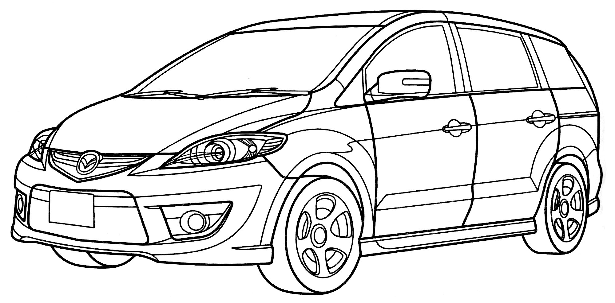 Mazda Premacy. Раскраска машина. Раскраски для детей №2173. Раскраски для мальчиков по категориям. Машины.