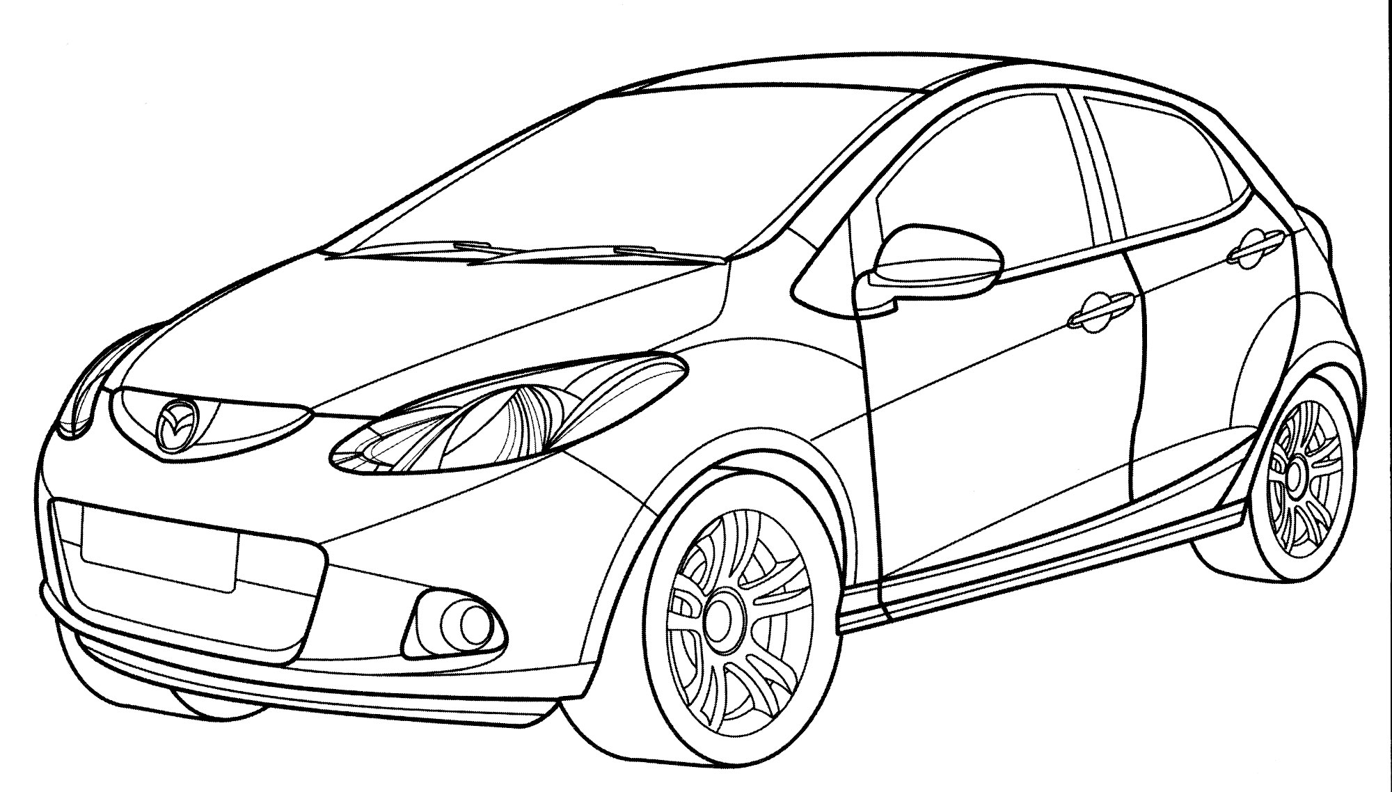 Mazda 2 №2174. Раскраски для мальчиков по категориям. Машины.