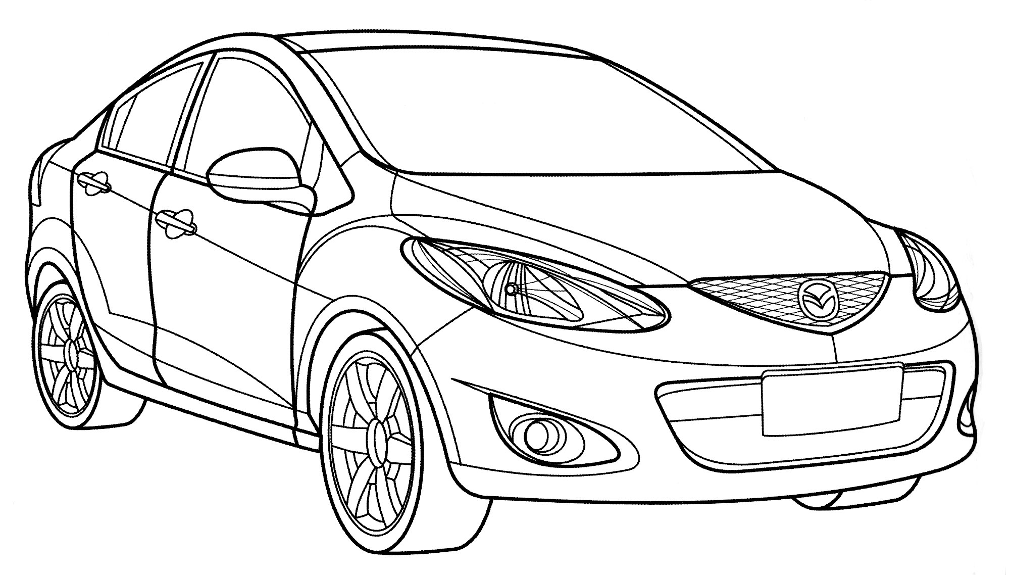 Mazda 2 Sedan №2175. Раскраски для мальчиков по категориям. Машины.