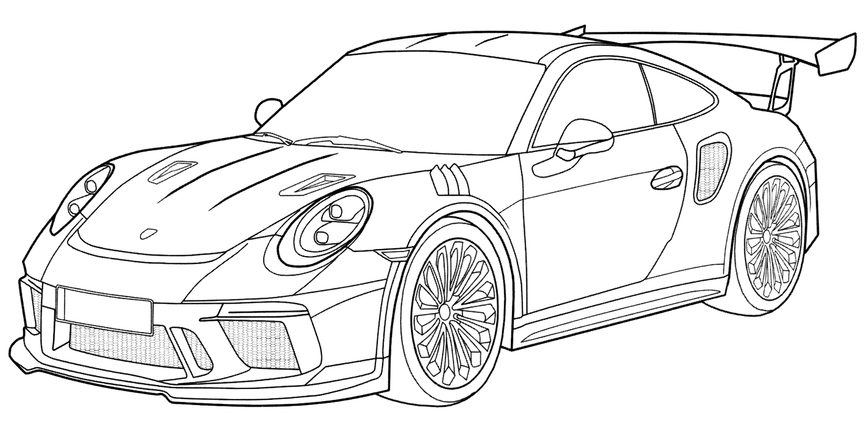Porsche 911 GT3 RS №2073. Раскраски для мальчиков по категориям. Машины.