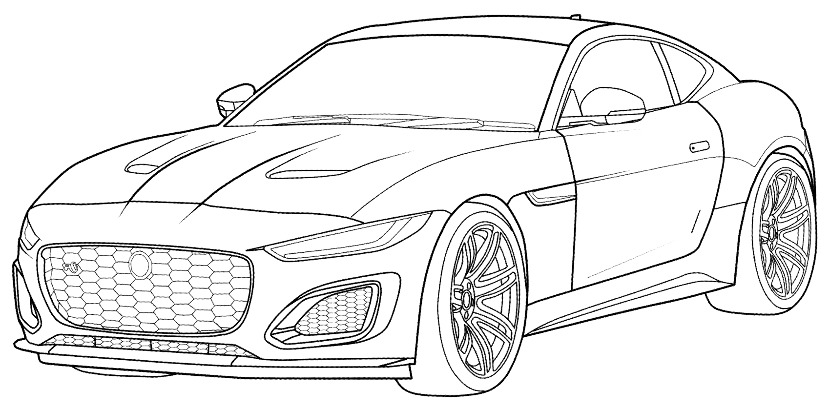 Jaguar F-Type. Крутая машина. Раскраска №2123. Раскраски для мальчиков по категориям. Машины.