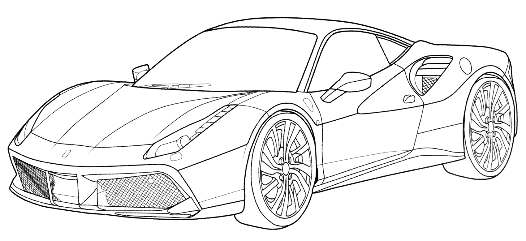 Ferrari 458 Italia №1906. Раскраски для мальчиков по категориям. Машины.