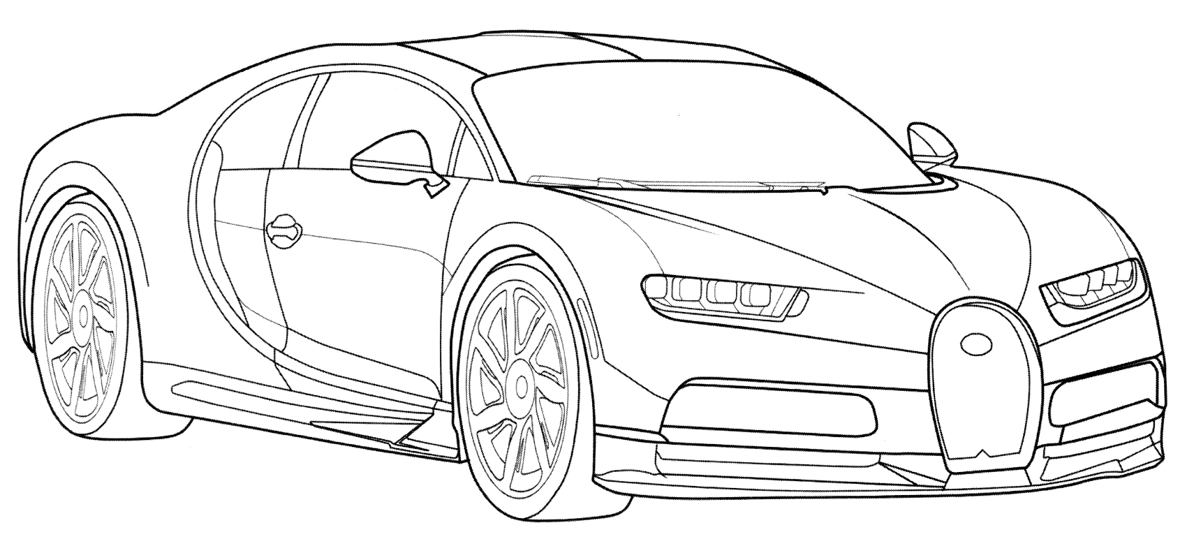 Bugatti Chiron №1908. Раскраски для мальчиков по категориям. Машины.