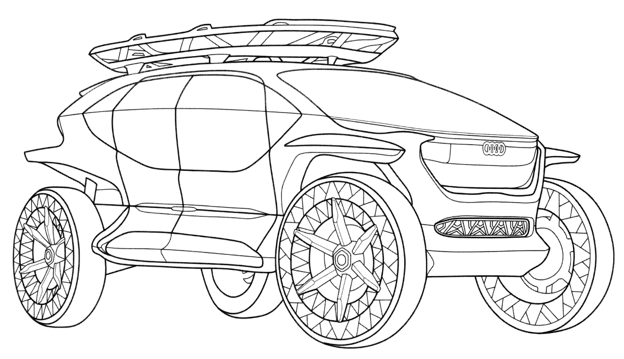 Audi AI TRAIL quattro №2091. Раскраски для мальчиков по категориям. Машины.
