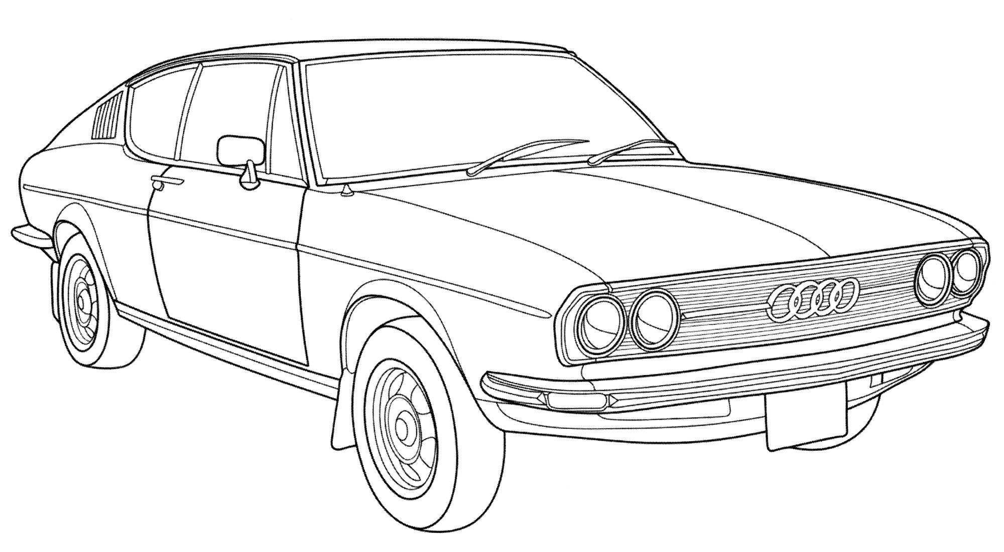 Audi 100 Coupe S 1974 №2092. Раскраски для мальчиков по категориям. Машины.