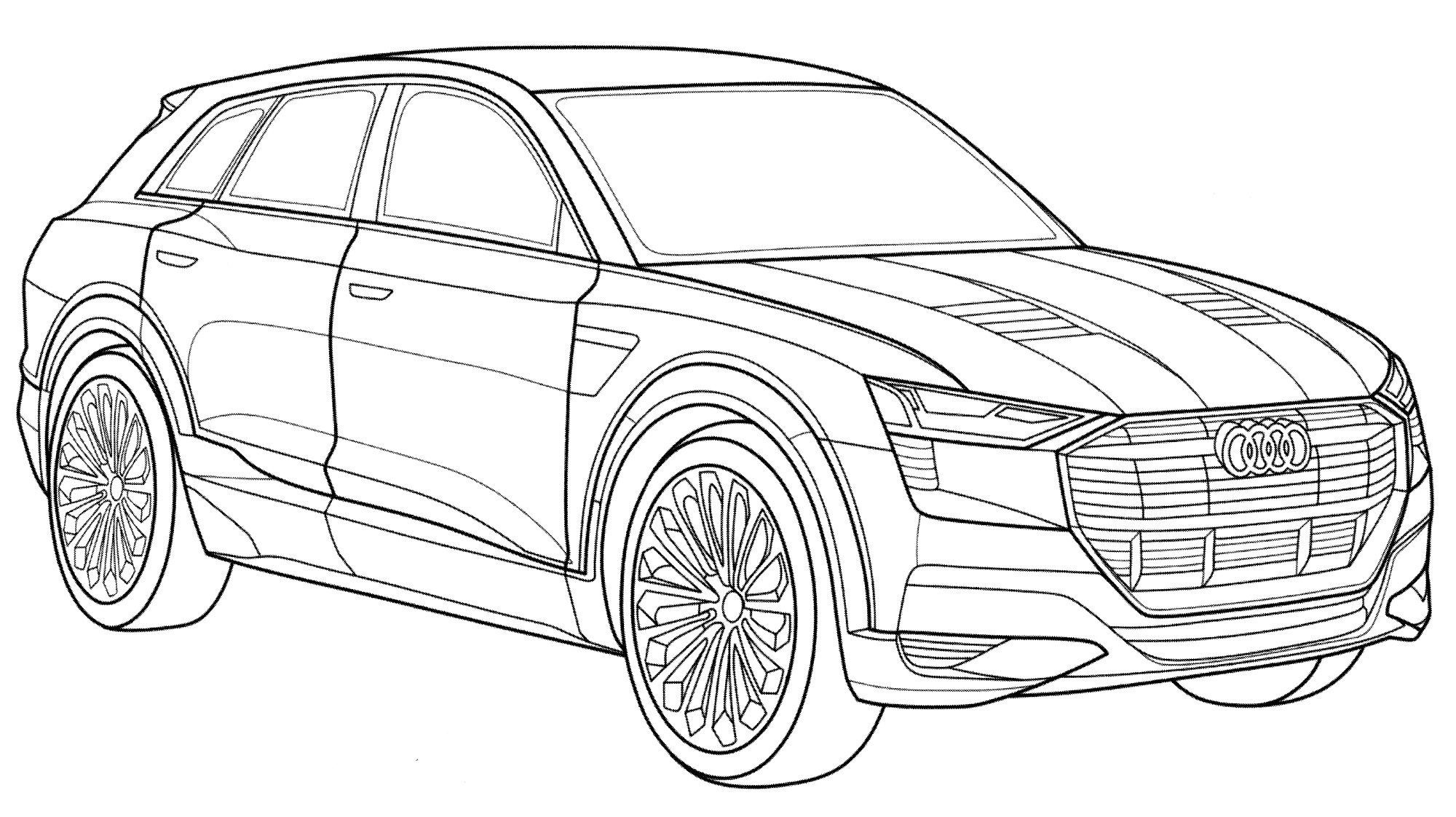 Audi e-tron 55 Quattro №2097. Раскраски для мальчиков по категориям. Машины.