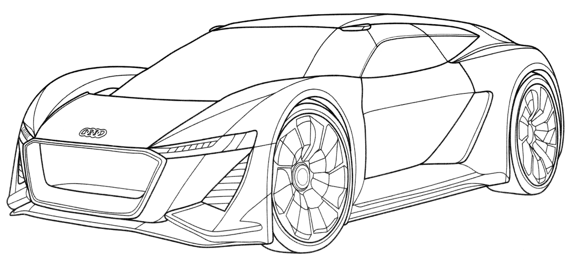 Audi PB18 №2098. Раскраски для мальчиков по категориям. Машины.