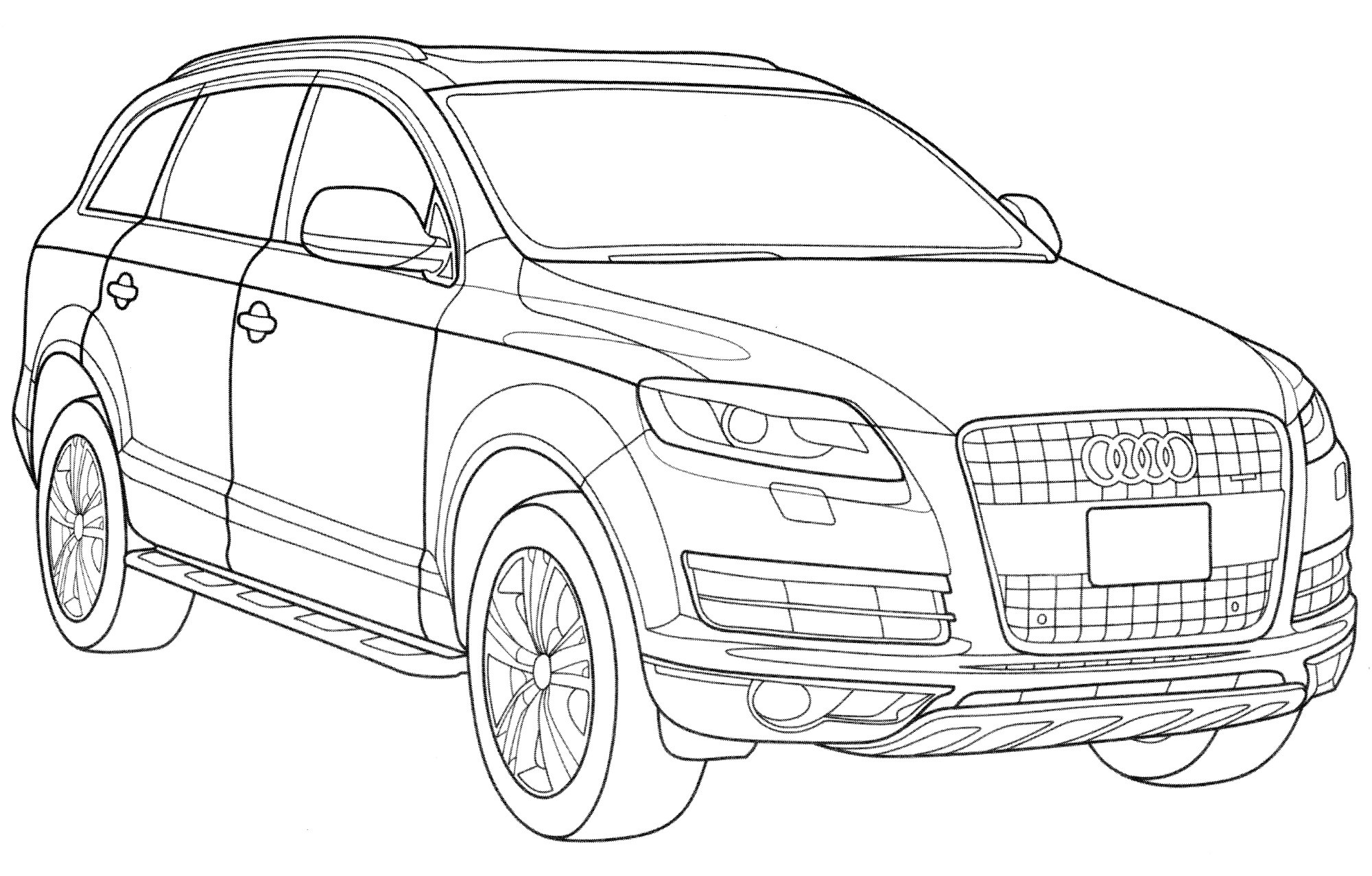 Audi Q7 model №2099. Раскраски для мальчиков по категориям. Машины.