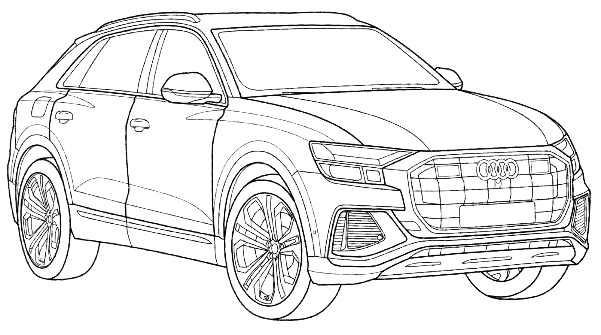 Audi Q8 45 TDI quattro №2100. Раскраски для мальчиков по категориям. Машины.
