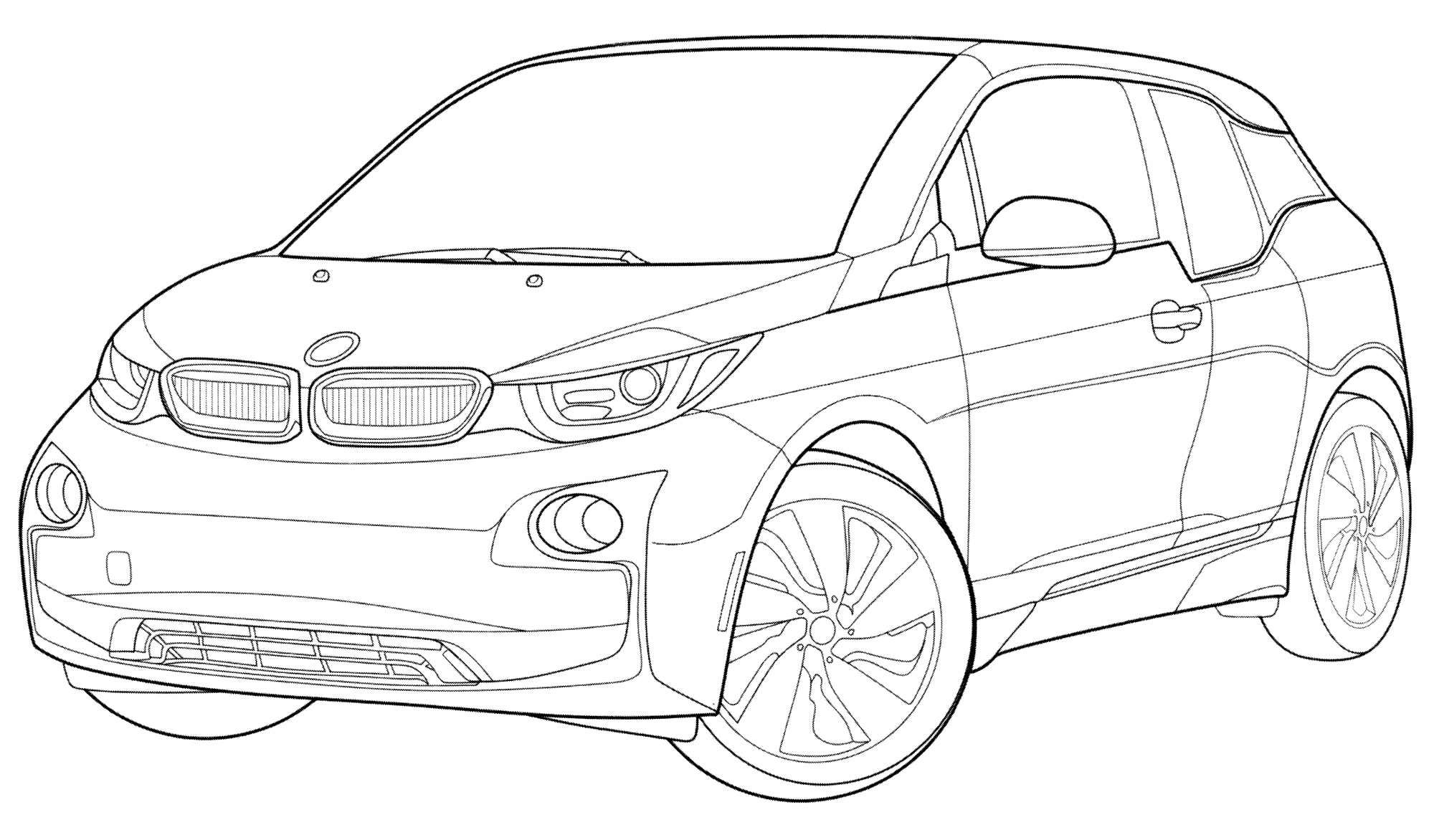 BMW i3 №1996. Раскраски для мальчиков по категориям. Машины.