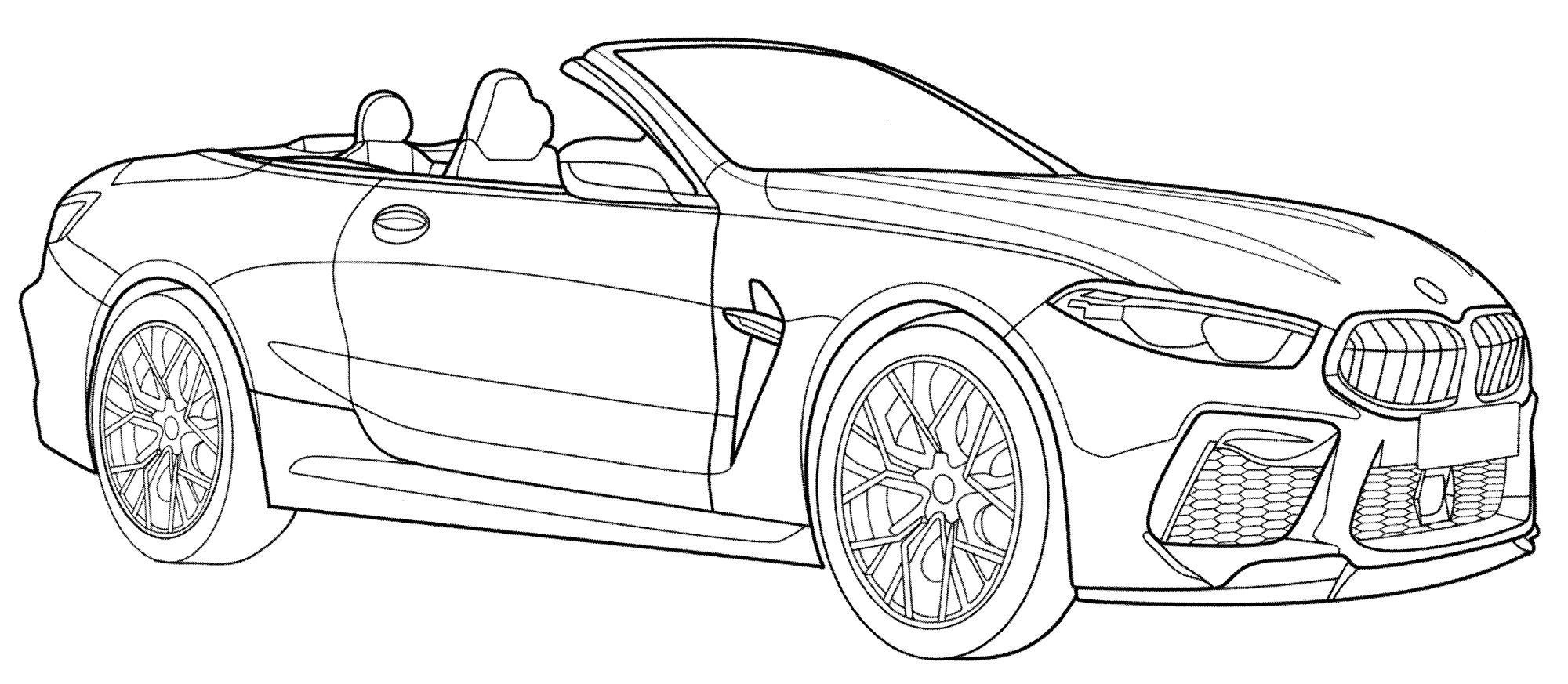 BMW M8 Cabrio №1966. Раскраски для мальчиков по категориям. Машины.