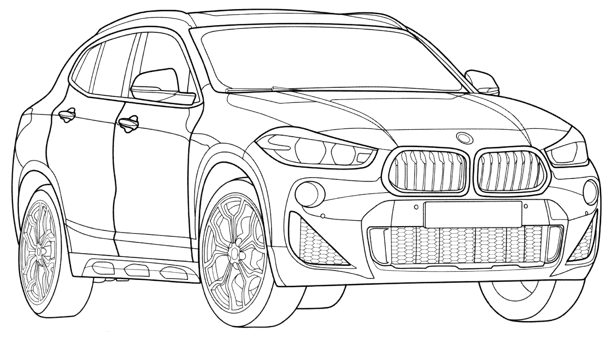 BMW X1 model №2004. Раскраски для мальчиков по категориям. Машины.