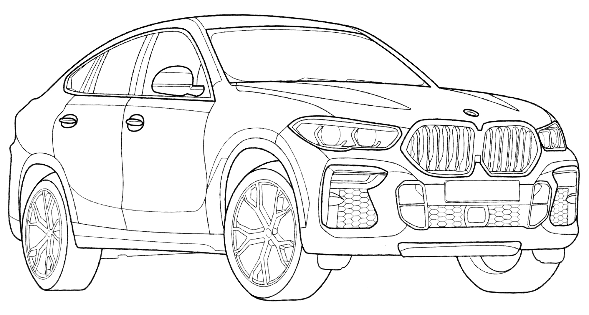 BMW X6 model №2005. Раскраски для мальчиков по категориям. Машины.