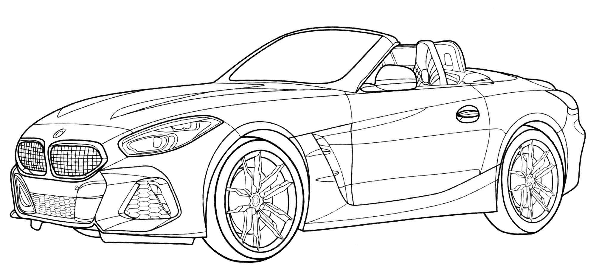 BMW Z4 model №2006. Раскраски для мальчиков по категориям. Машины.