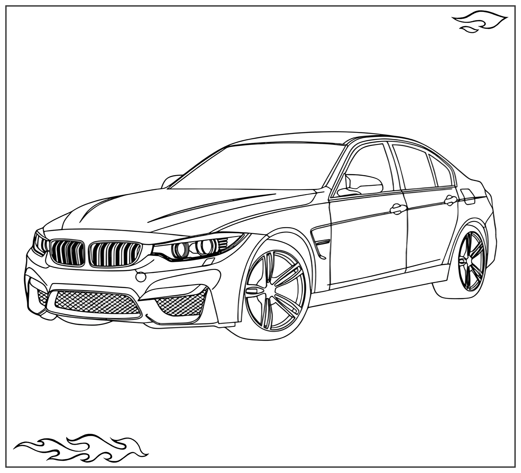 Раскраска «БМВ M3 (F80 №2342. Раскраски для мальчиков по категориям. Машины.