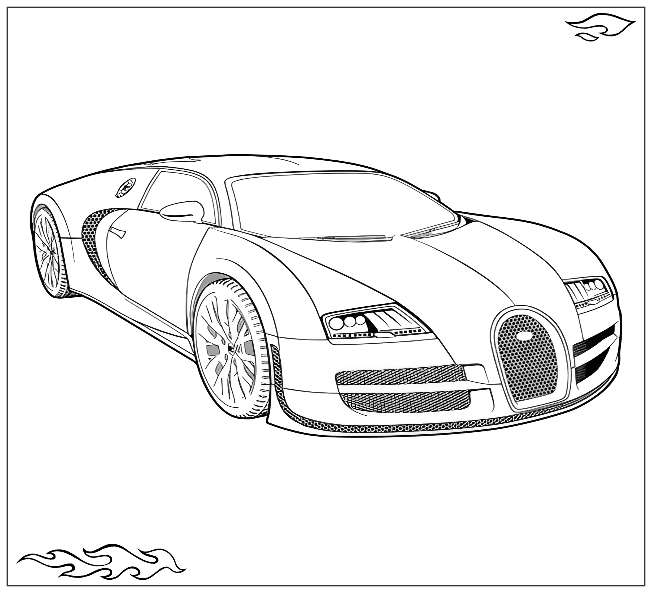 Раскраска «Бугатти Veyron №2627. Раскраски для мальчиков по категориям. Машины.