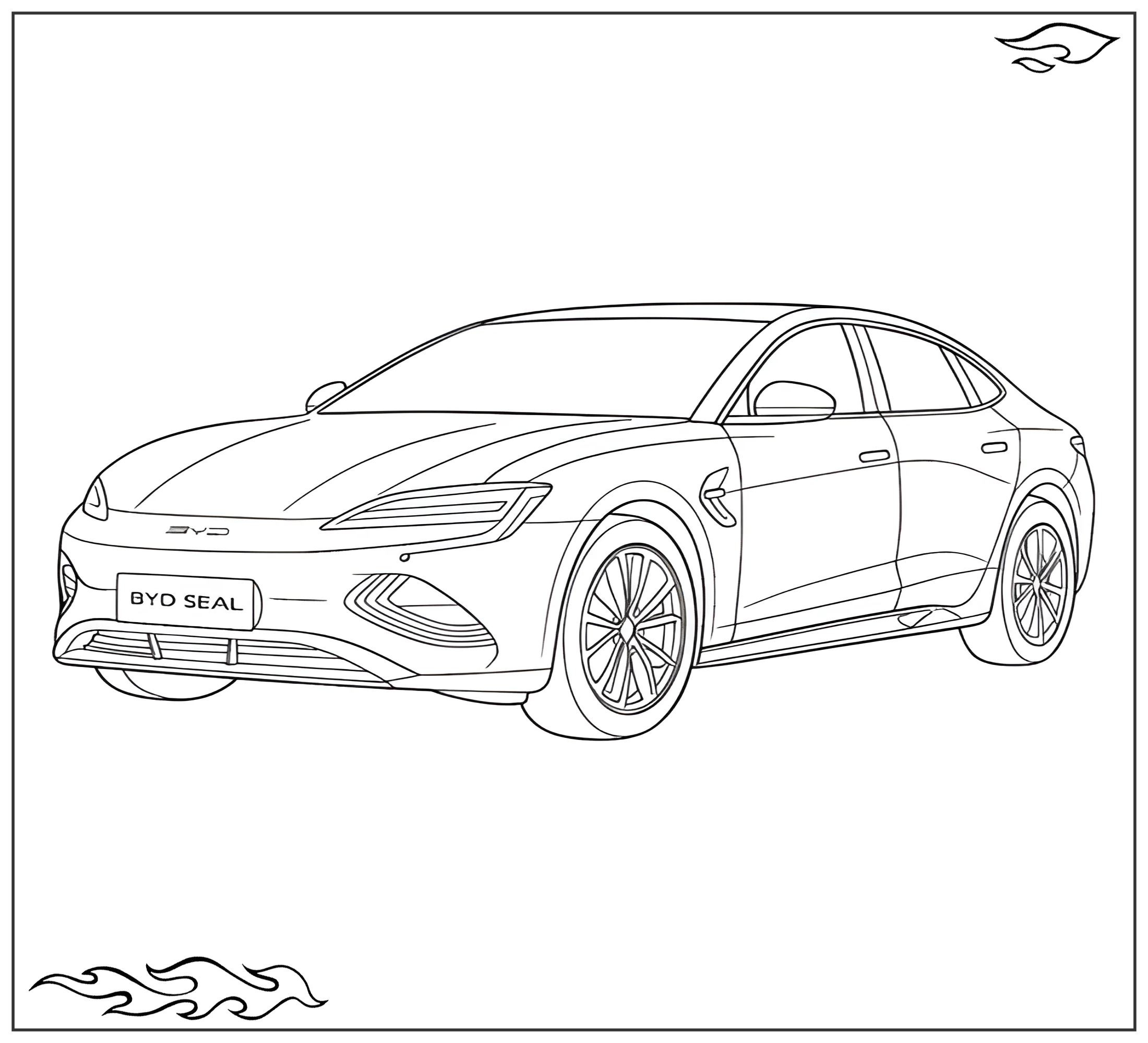 Раскраска «BYD Seal №2499. Раскраски для мальчиков по категориям. Машины.