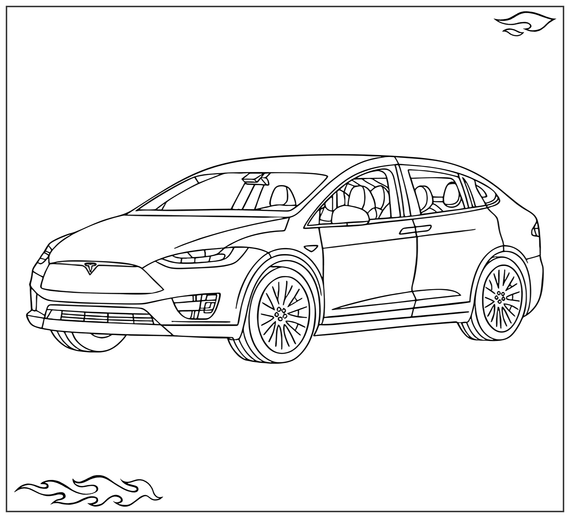 Раскраска «Тесла Model Y №2704. Раскраски для мальчиков по категориям. Машины.