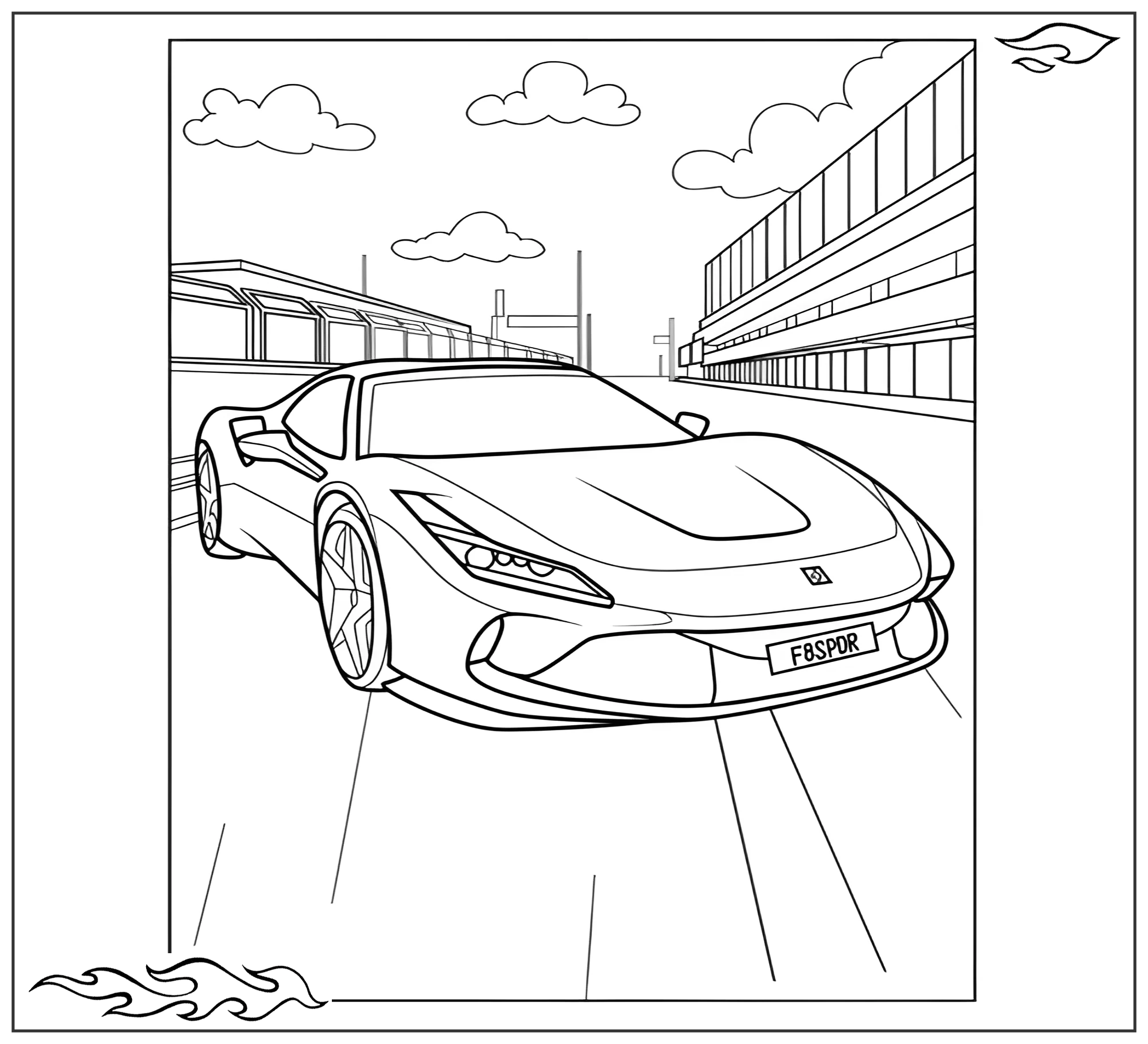 Раскраска «Феррари F8 Spider №2636. Раскраски для мальчиков по категориям. Машины.